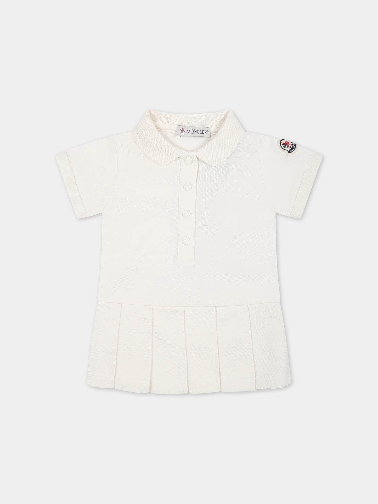 Vestito bianco per neonata con logo,Moncler Kids,951 8I00001 8496F 034