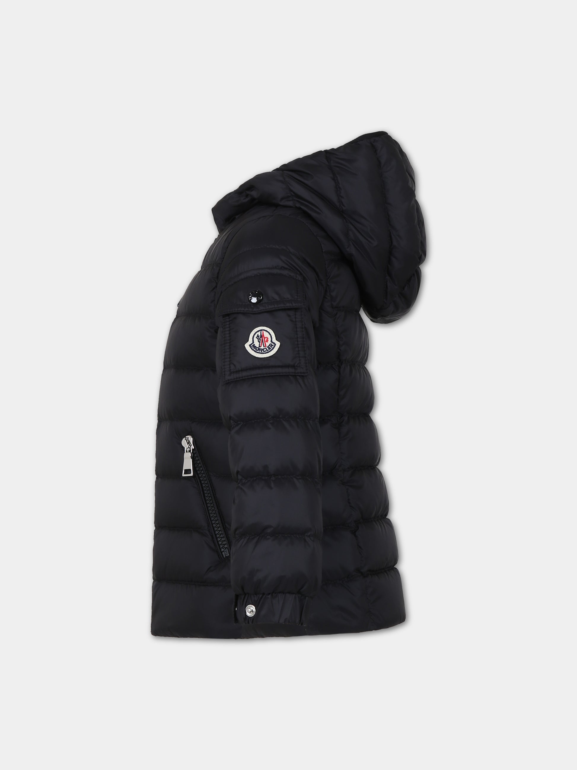 Piumino Gles nero con cappuccio per bambina,Moncler Kids,954 1A00030 595FE 999