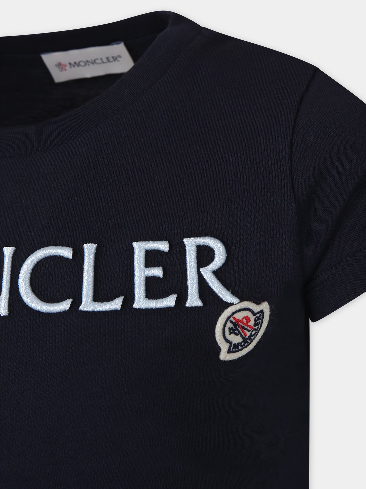 T-shirt blu per bambina con logo,Moncler Kids,954 8C00005 83907 778