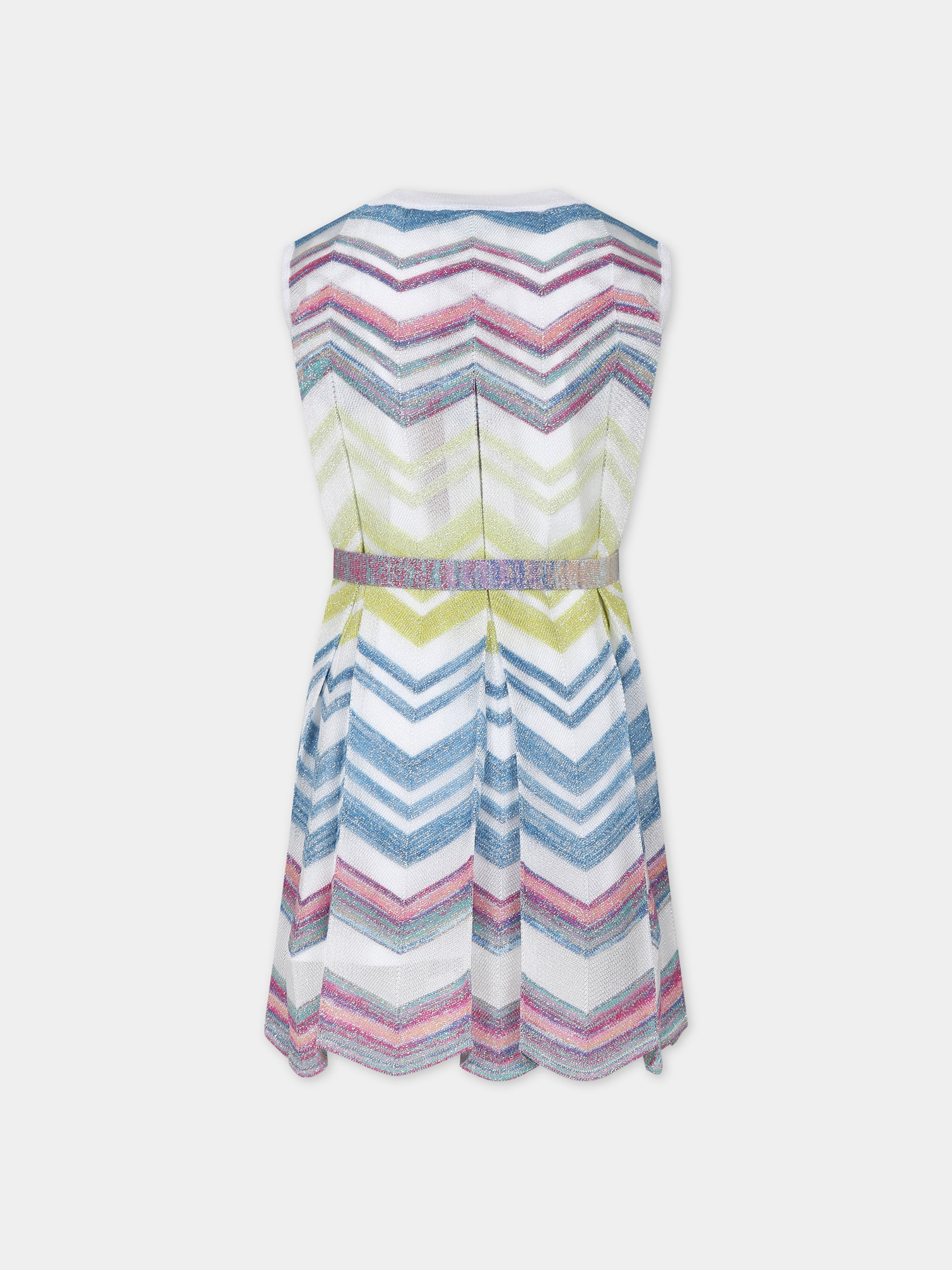 Vestito elegante multicolor per bambina con motivo a chevron,Missoni,MU1B32 X0146 999