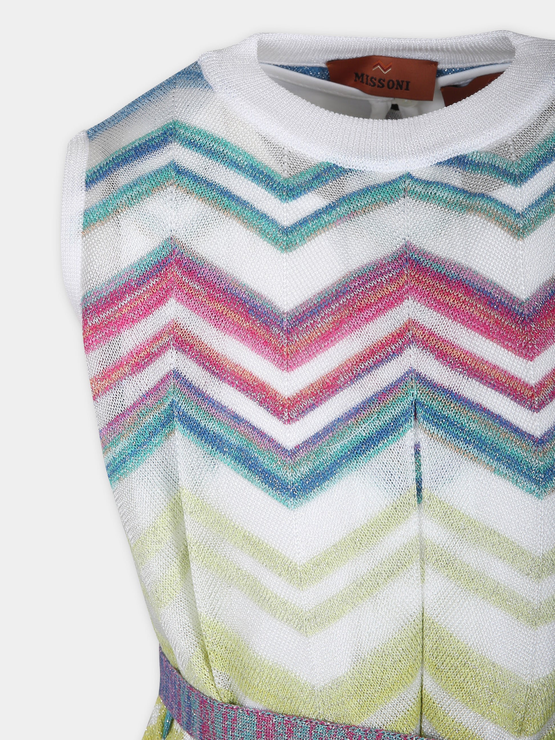 Vestito elegante multicolor per bambina con motivo a chevron,Missoni,MU1B32 X0146 999