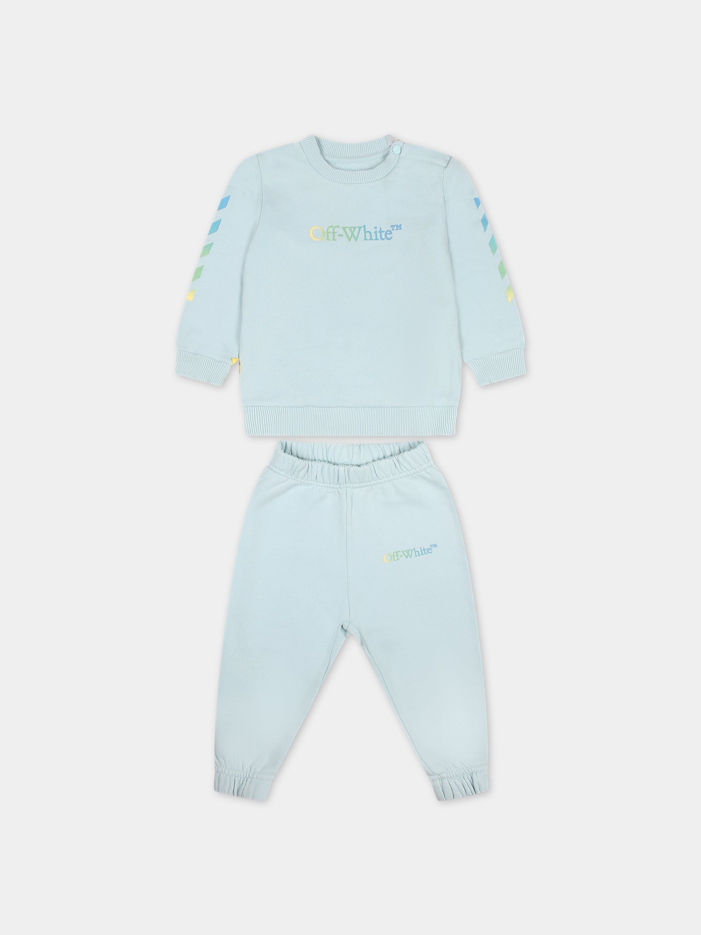 Completo celeste per neonato con logo,Off White,OB2X003S24FLE0014084
