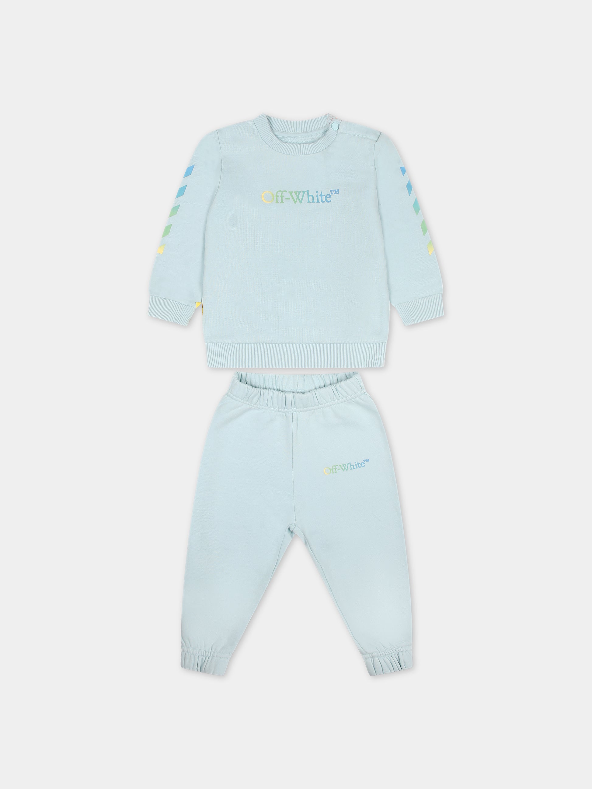 Completo celeste per neonato con logo,Off White,OB2X003S24FLE0014084