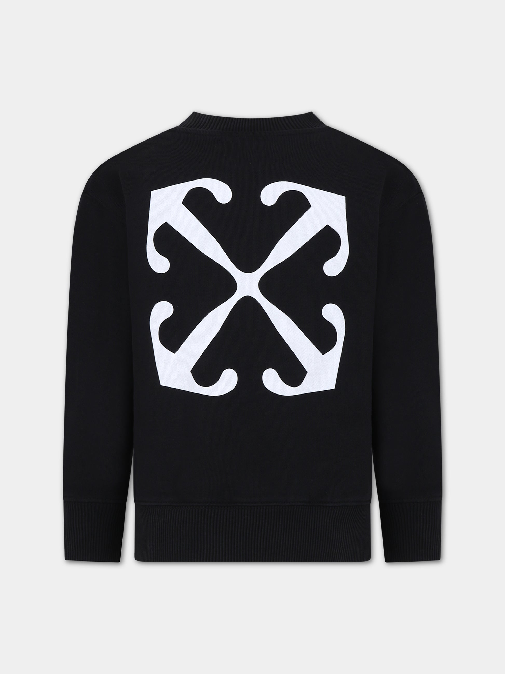 Felpa nera per bambino con logo,Off White,OBBA001S24FLE0021001