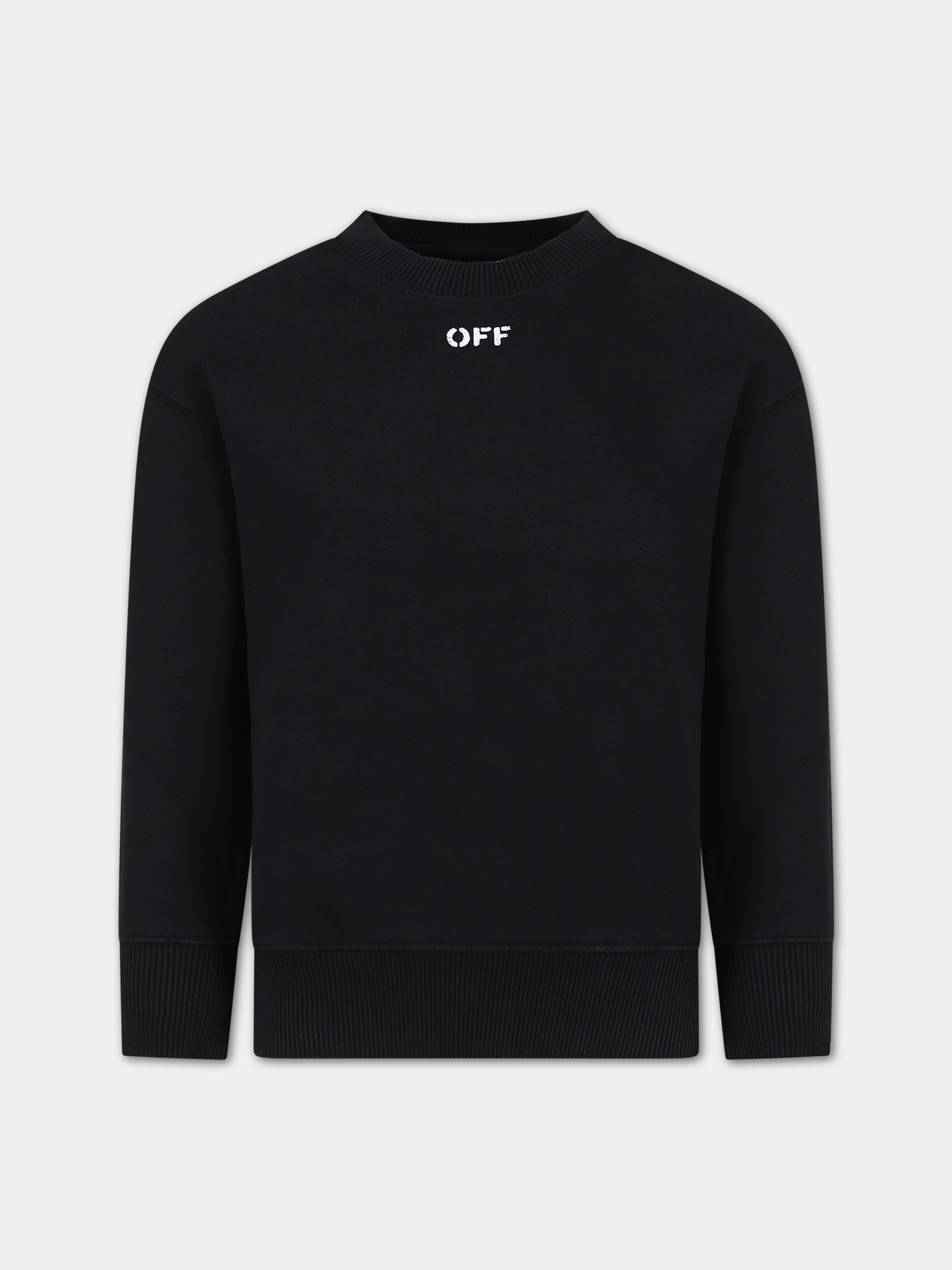 Felpa nera per bambino con logo,Off White,OBBA001S24FLE0021001