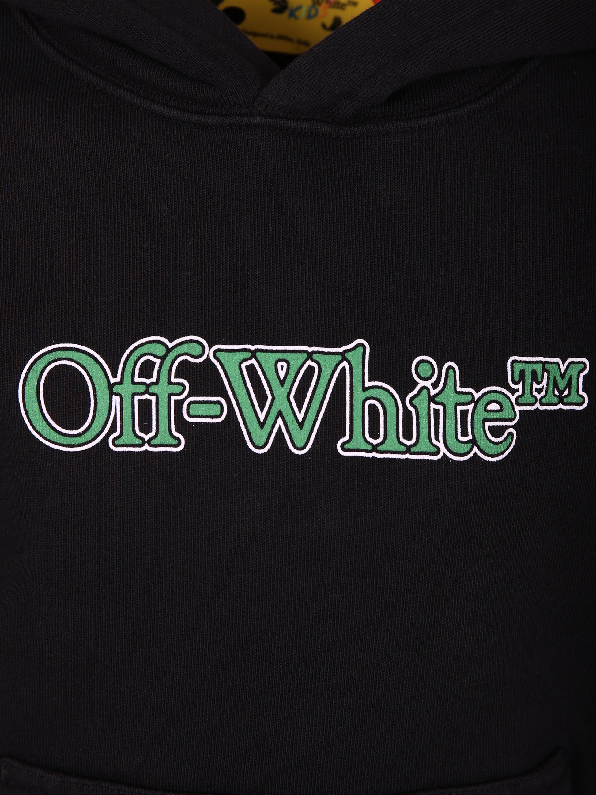 Felpa nera con cappuccio per bambino con logo,Off White,OBBB001S24FLE0031055