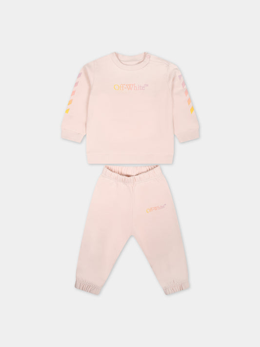 Completo rosa per neonata con logo,Off White,OG2X003S24FLE0013084