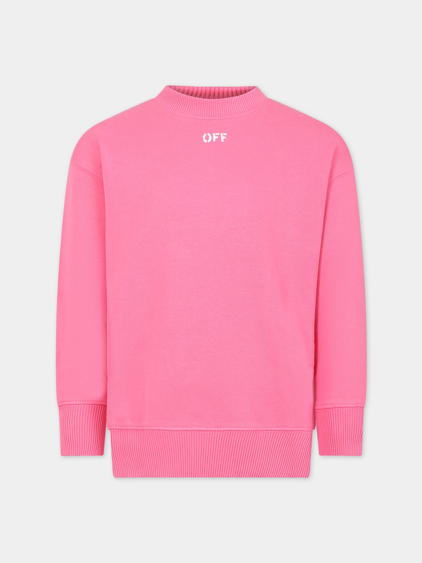 Felpa fucsia per bambina con logo,Off White,OGBA001S24FLE0073201