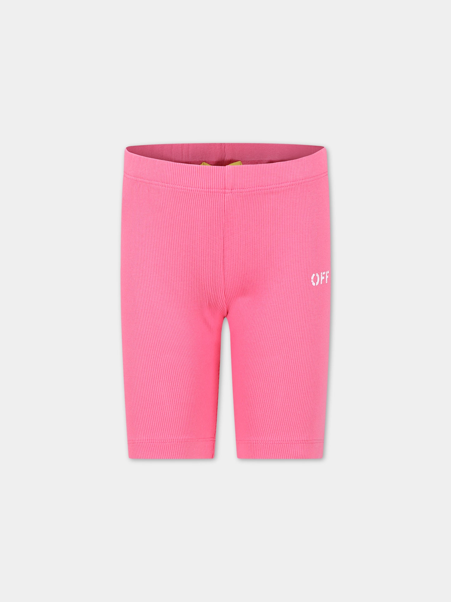 Shorts fucsia per bambina con logo,Off White,OGCD002S24JER0013201