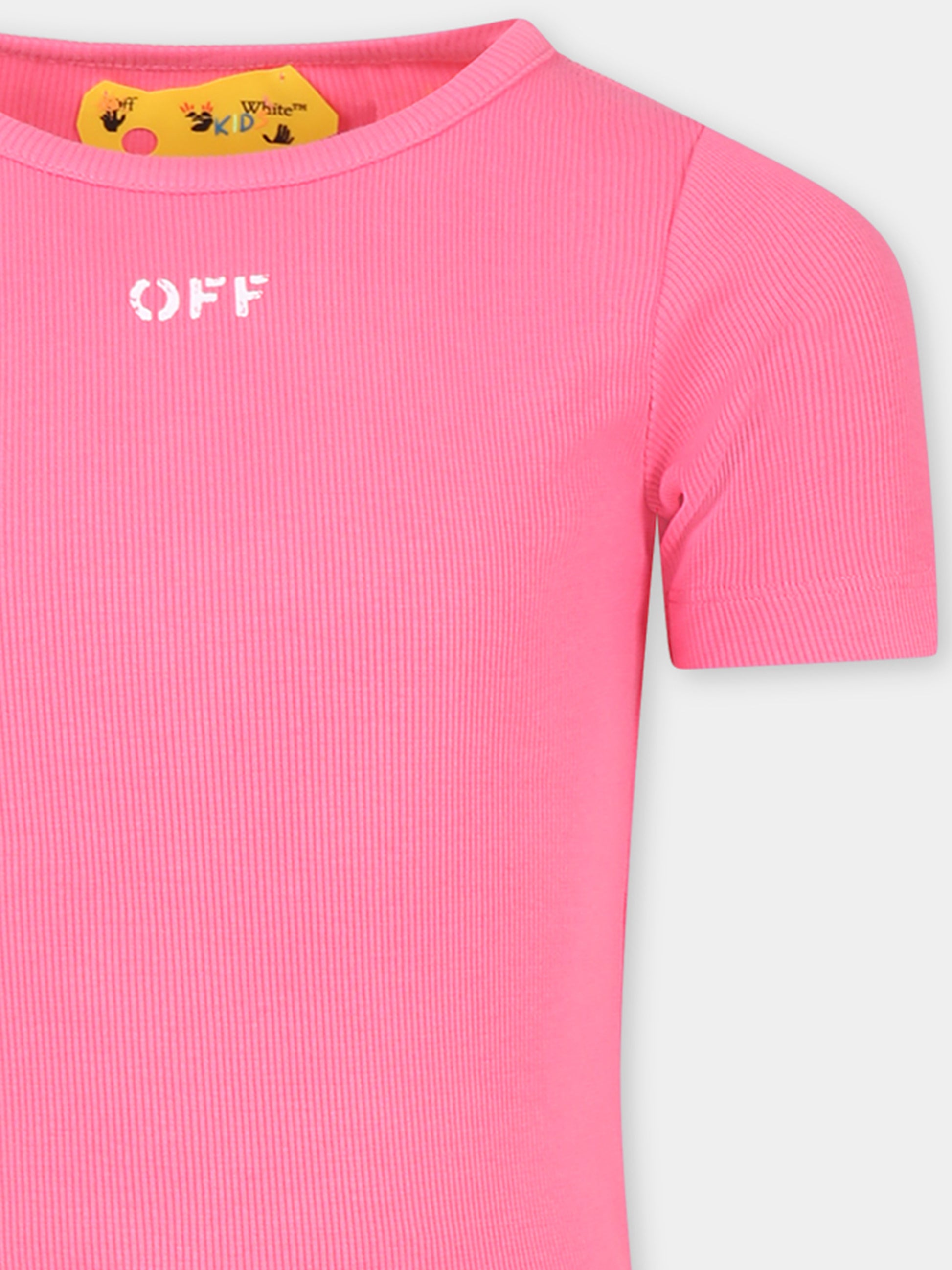 Vestito fucsia per bambina con logo,Off White,OGDB035S24JER0013201