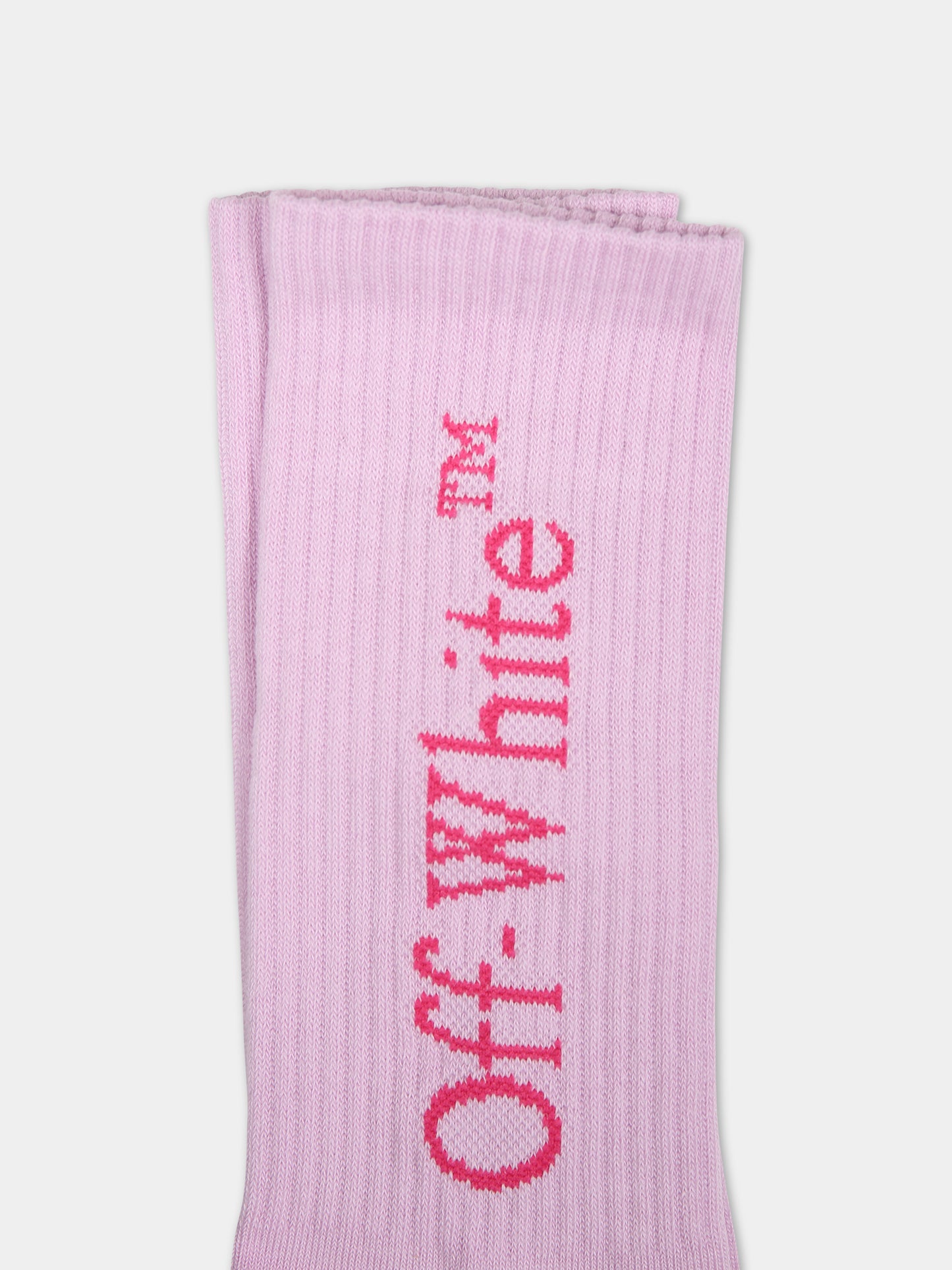 Calze rosa per bambina con logo,Off White,OGRA003S24KNI0013632