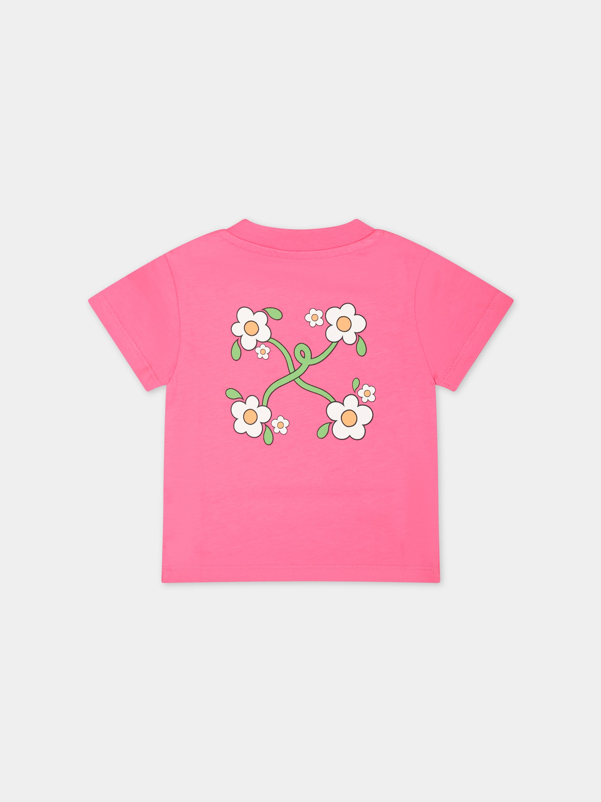 T-shirt fucsia per neonata con logo,Off White,OGXB001S24JER0023284