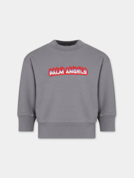 Felpa grigia per bambino con logo,Palm Angels,PBBA001S24FLE0040725