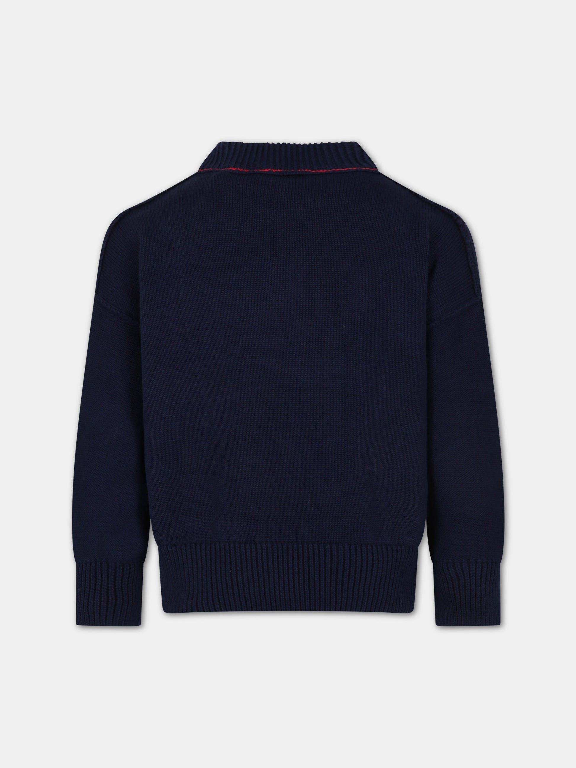 Maglione blu per bambino con logo,Palm Angels,PBHE001S24KNI0024625