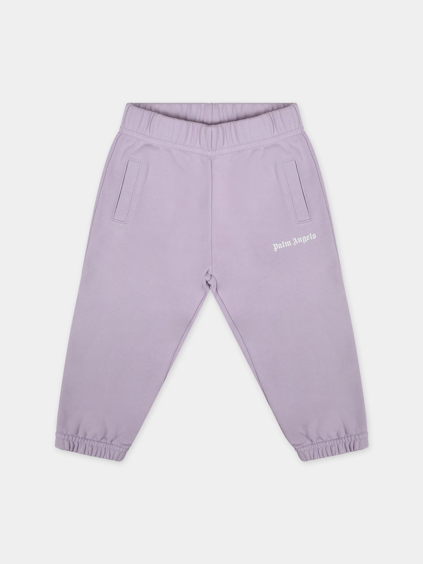 Pantaloni viola per neonata con logo,Palm Angels,PGXD002S24FLE0013801