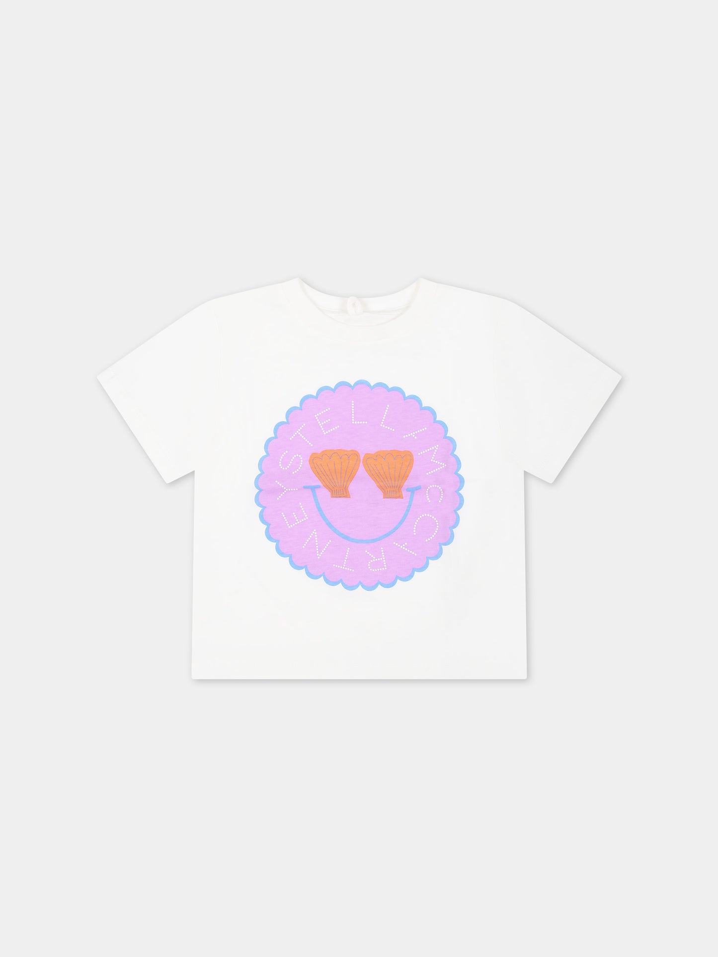 T-shirt bianca per neonata con logo,Stella Mccartney Kids,TU8D31 Z0434 101