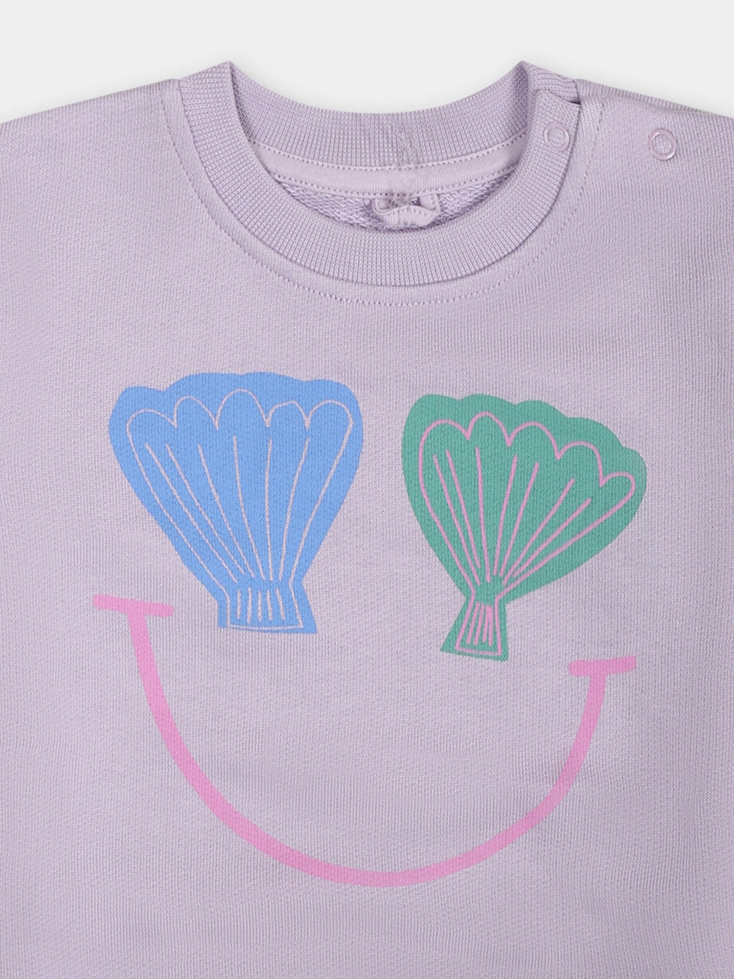 Felpa viola per neonata con smile e conchiglie,Stella Mccartney Kids,TU4130 Z0499 572