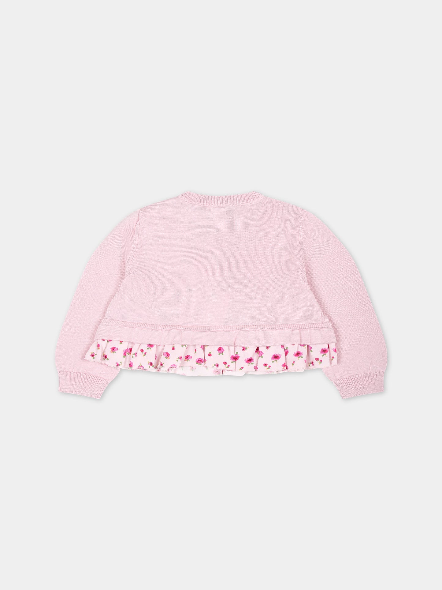 Cardigan rosa per neonta con stampa fiori,Simonetta,SU9030 X0018 515