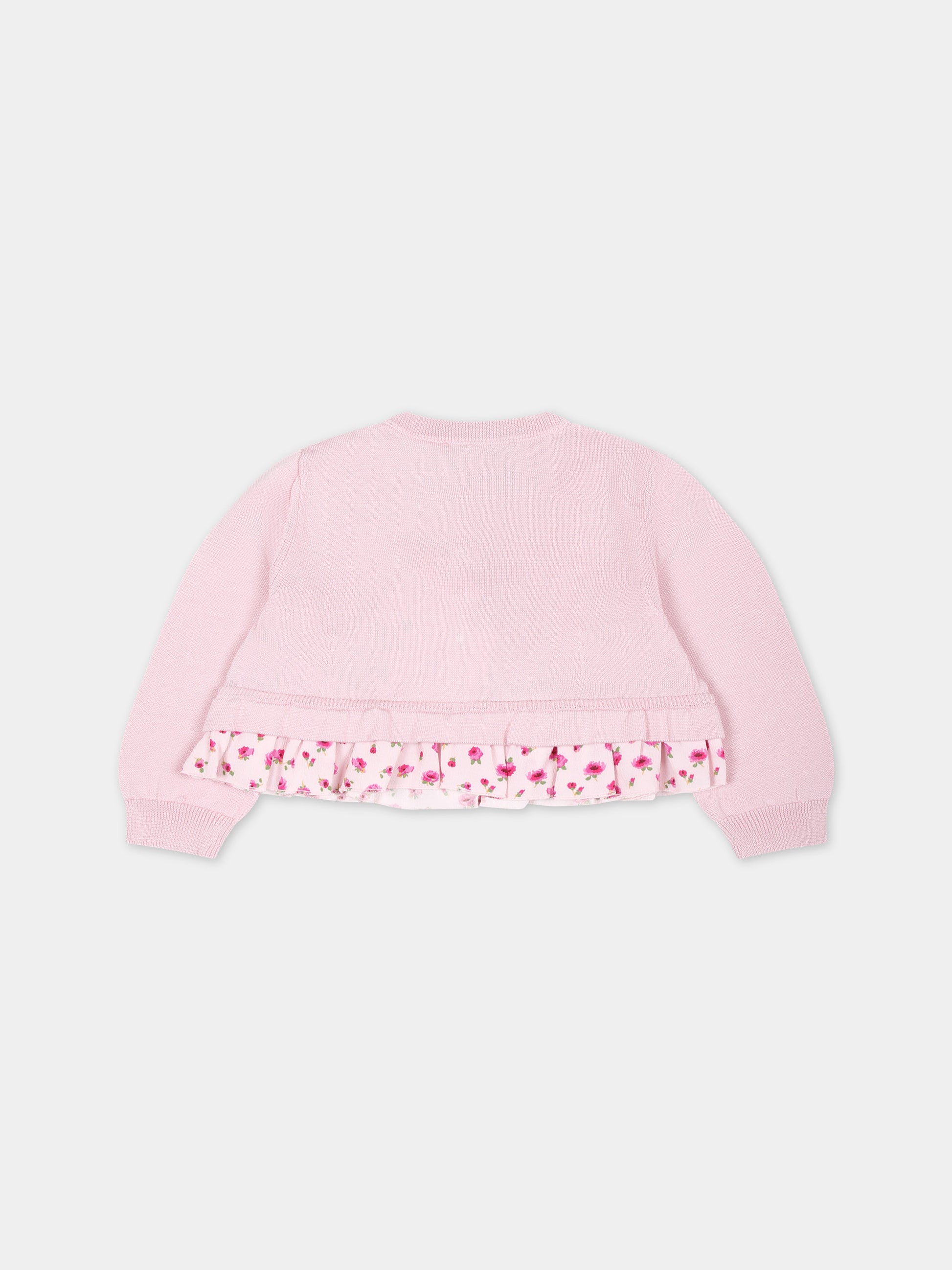 Cardigan rosa per neonta con stampa fiori,Simonetta,SU9030 X0018 515