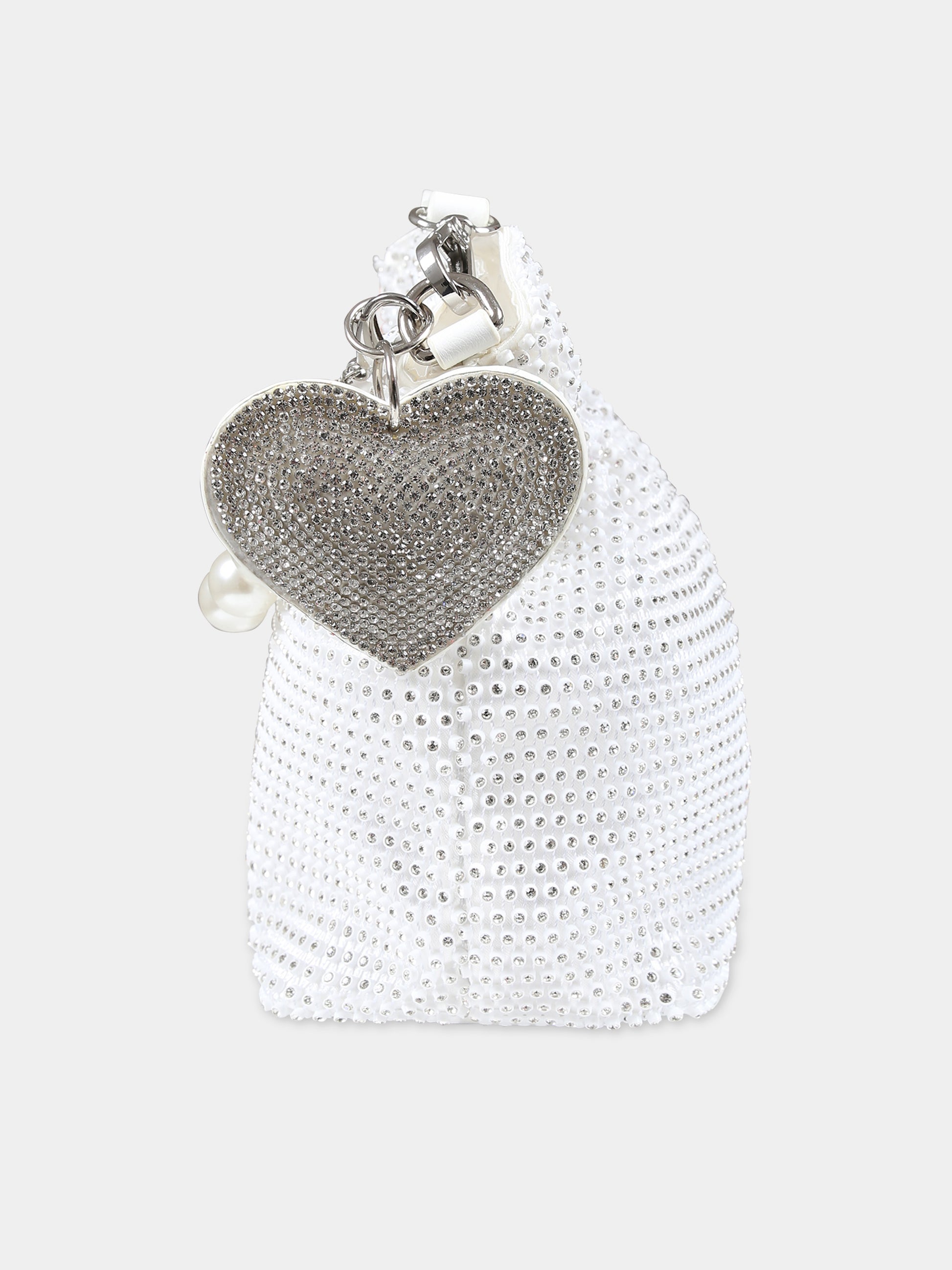Borsa argento per bambina con strass all-over,Monnalisa,77C002 3713 0001