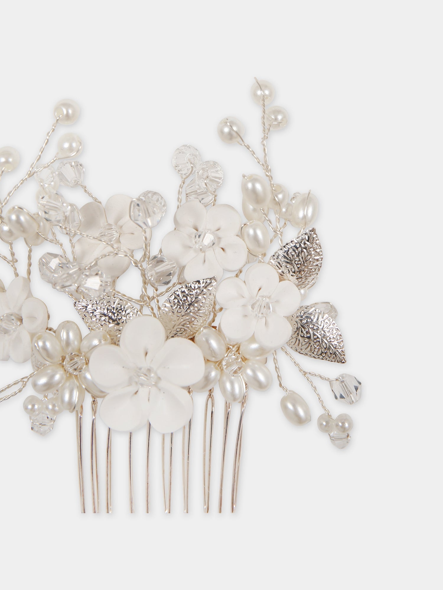 Fermaglio bianco per bambina con fiori,Monnalisa,79C007 3073 0001