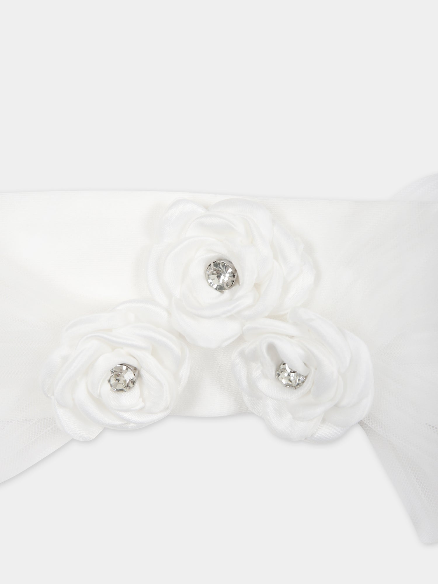 Fascia bianca per neonata con rose,Monnalisa,73C003 3201 0001