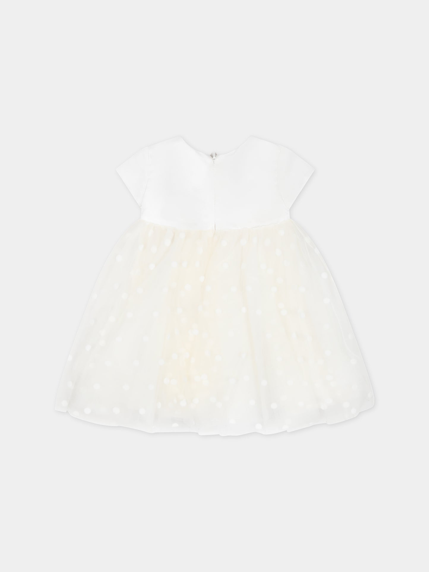 Vestito bianco per neonata con pois,Monnalisa,73C905 3906 0001