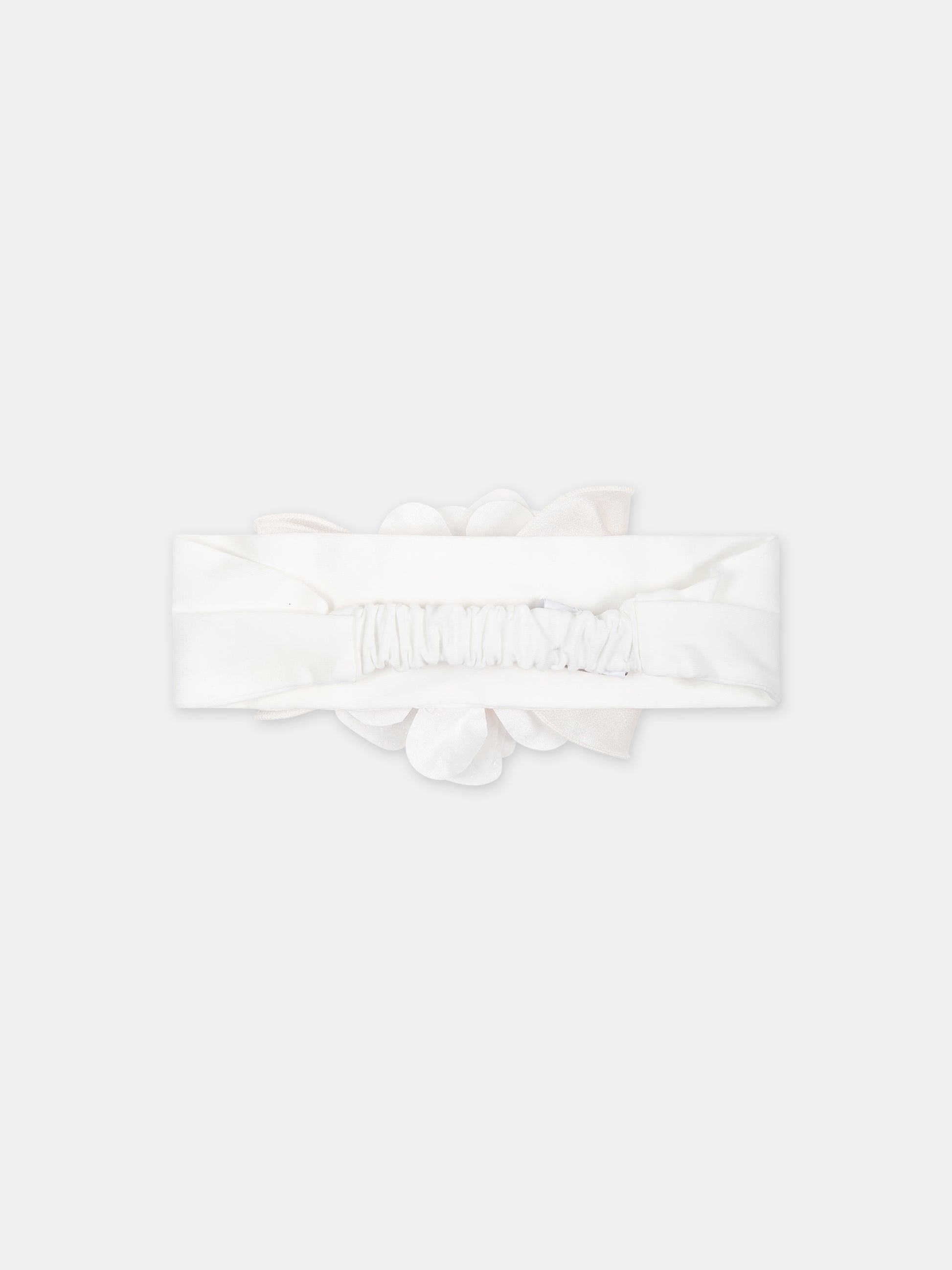 Fascia bianca per neonata con fiore,Monnalisa,73C012 3201 0192