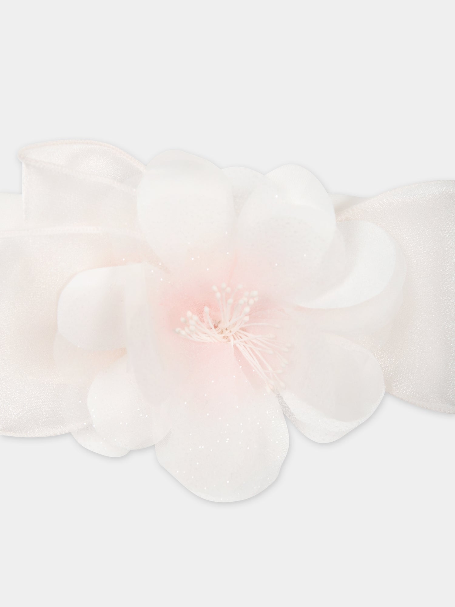 Fascia bianca per neonata con fiore,Monnalisa,73C012 3201 0192