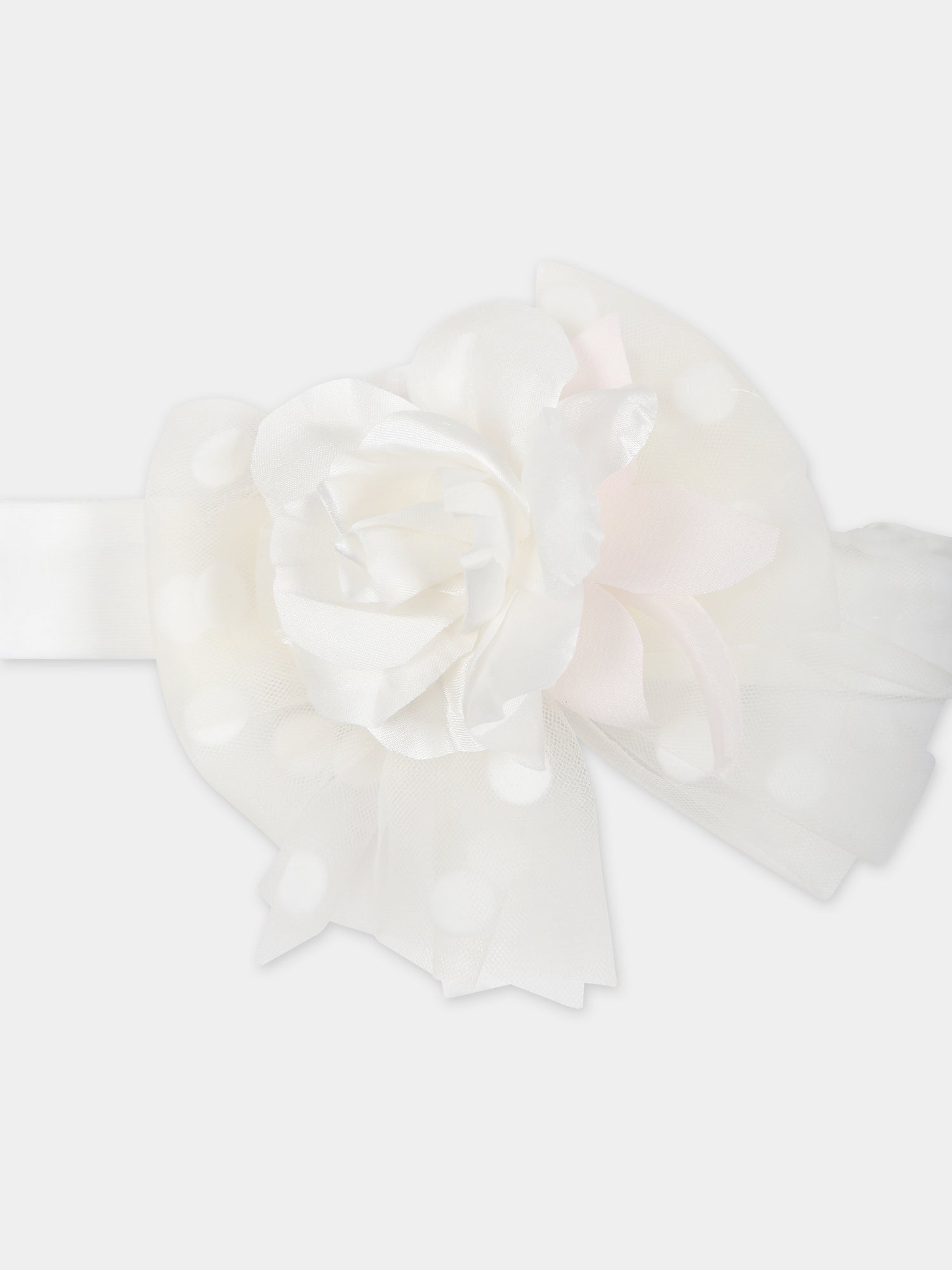 Fascia bianca per neonata con fiore,Monnalisa,73C006 3906 0001