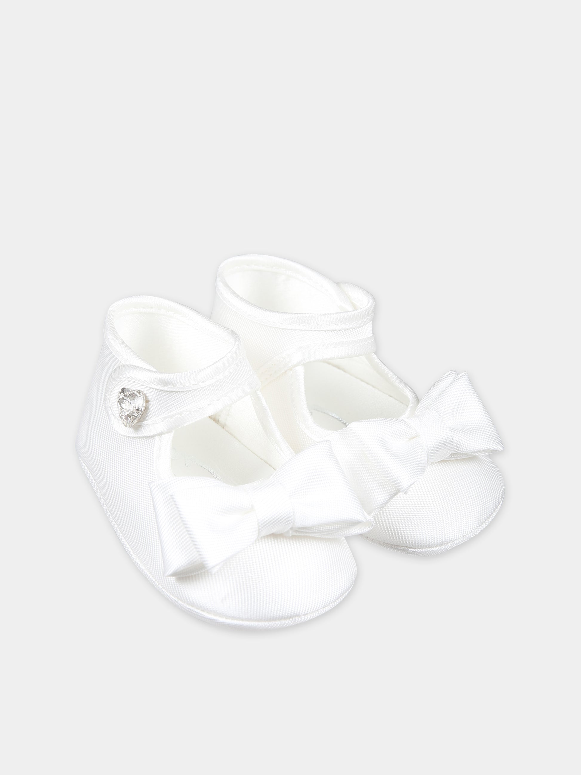 Ballerine bianche per neonata con fiocco,Monnalisa,73C000 3302 0001