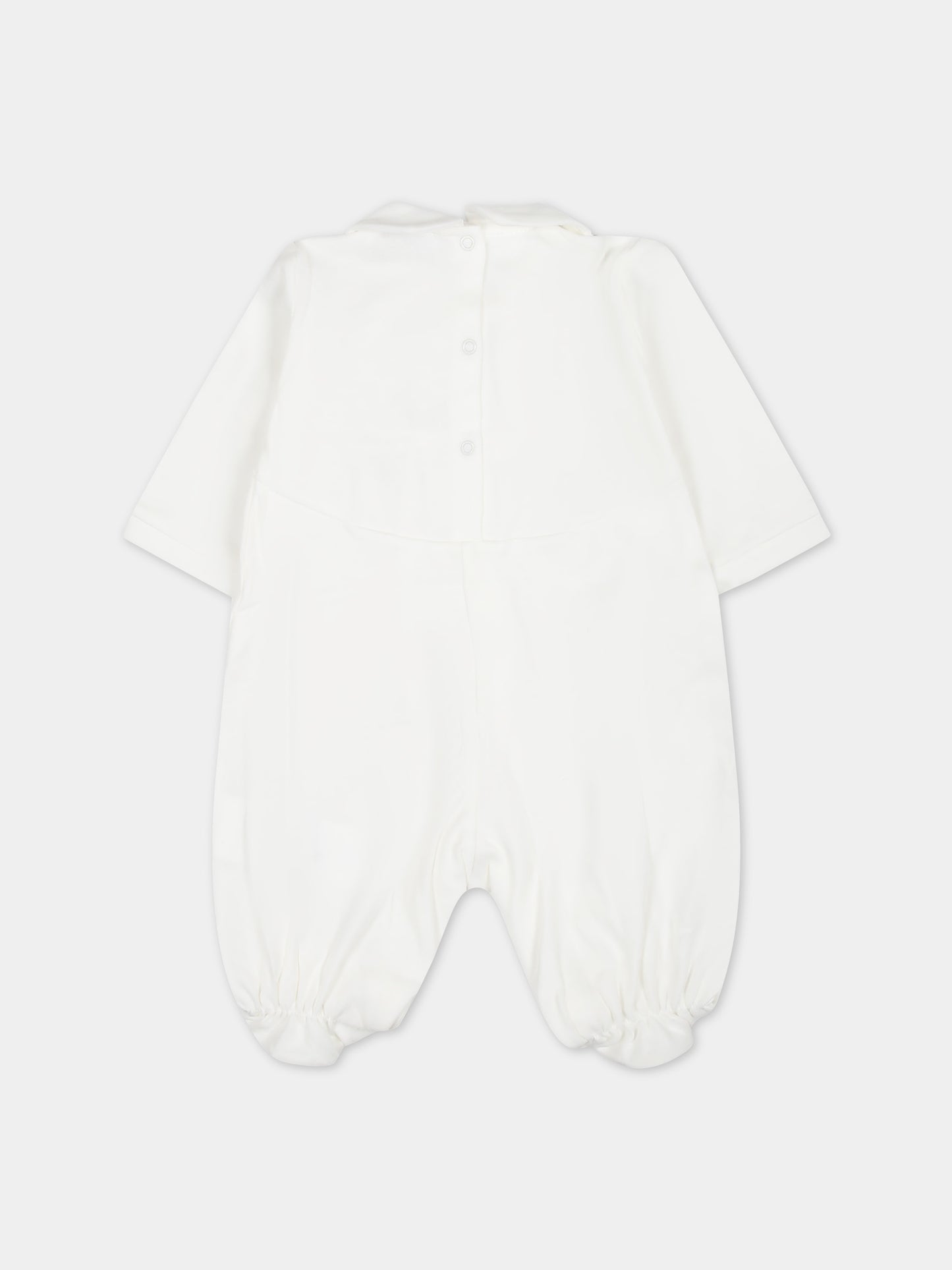 Tutina bianca per neonata con logo,Monnalisa,35C207 3000 0001