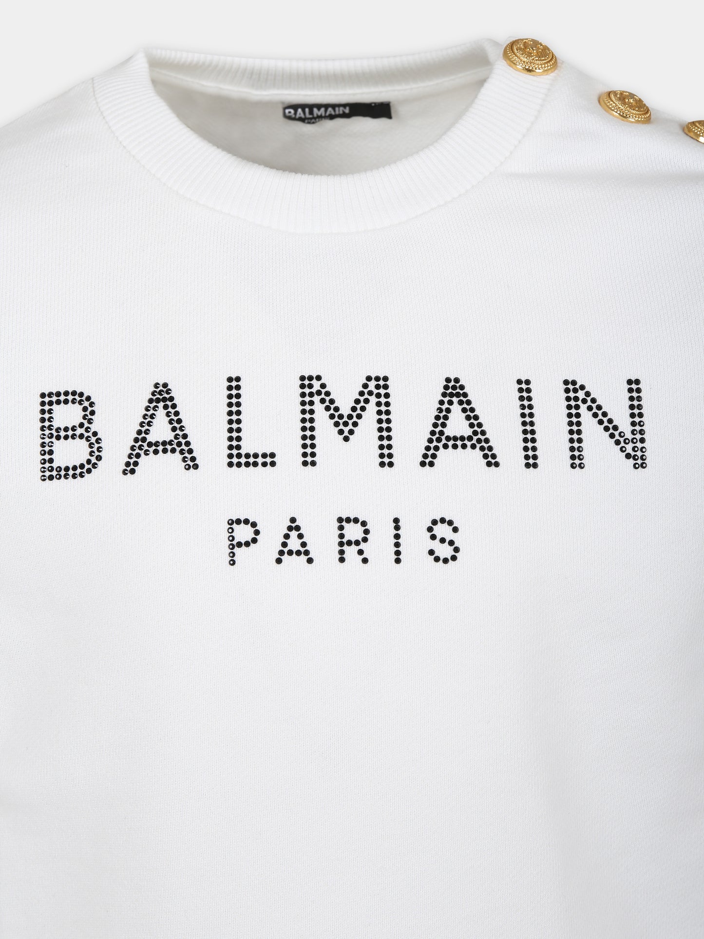 Felpa bianca per bambina con logo,Balmain Kids,BU4A30 Z0001 100NE