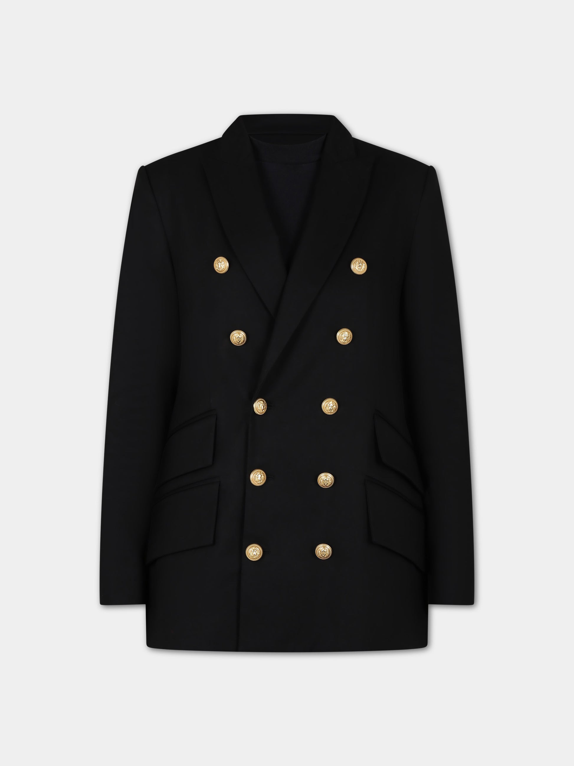 Giacca nera per bambina con iconici bottoni,Balmain Kids,BU2P14 G0124 930