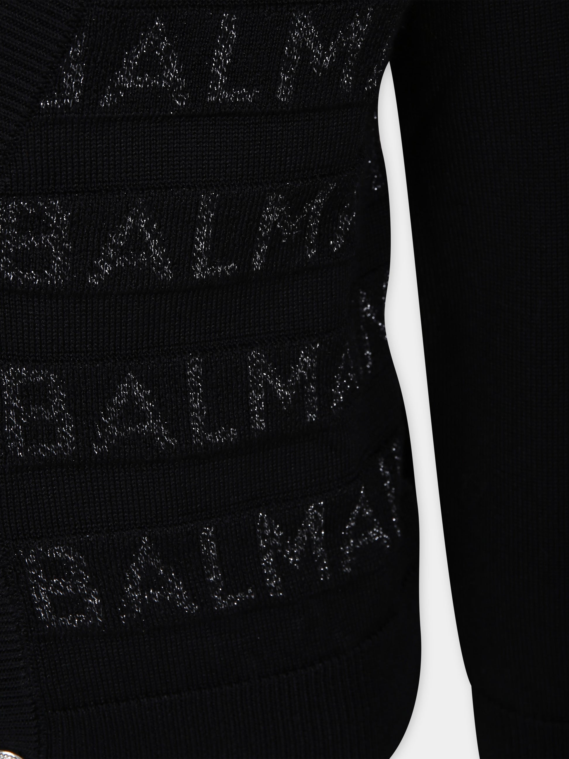 Cardigan nero per bambino con logo lurex,Balmain Kids,BU9P10 X0068 930AG