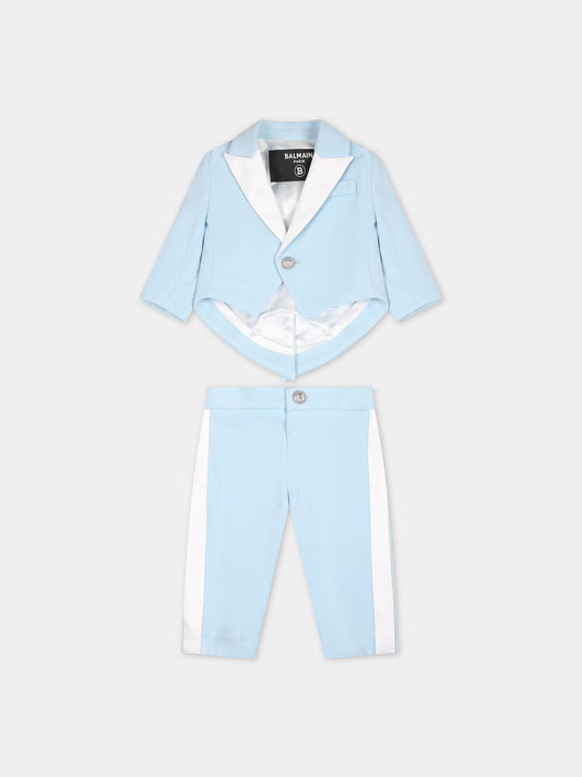 Completo elegante celeste per neonato con logo,Balmain Kids,BU3600 J0371 684AG