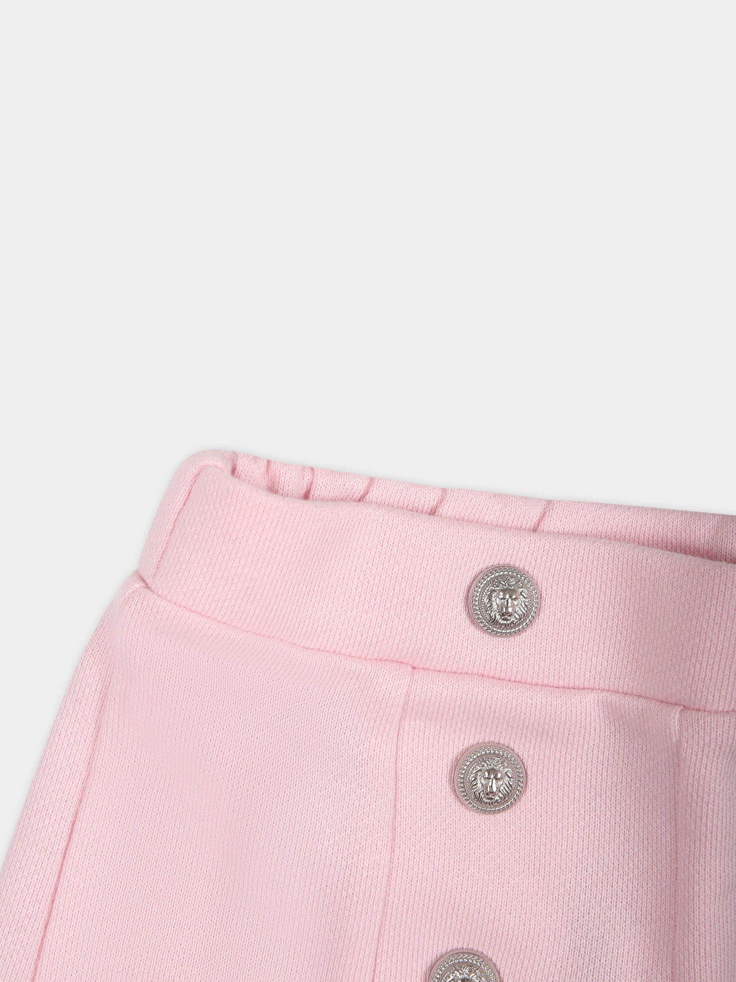 Shorts rosa per neonata con bottoni argento,Balmain Kids,BU6029 Z1753 540