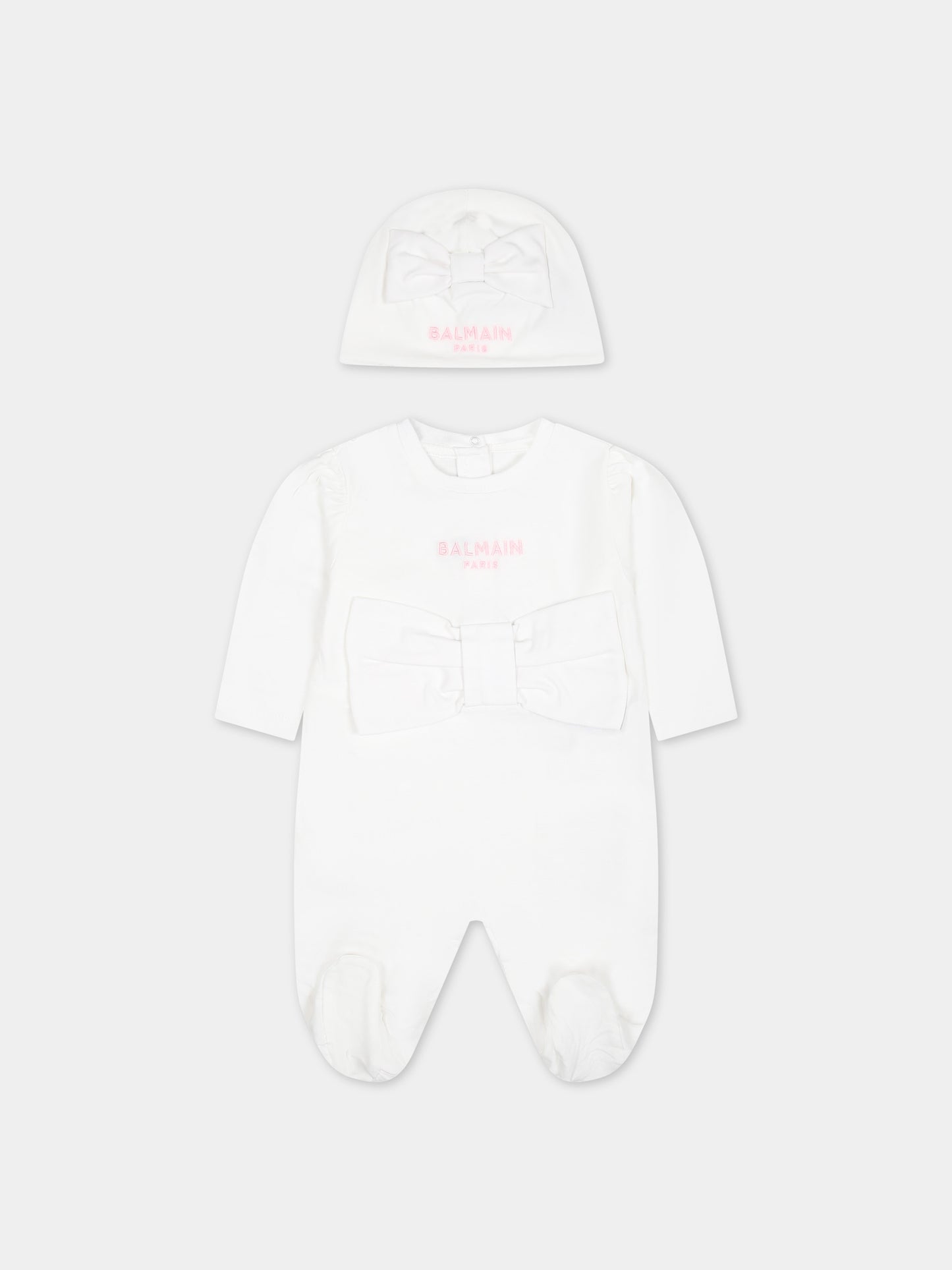 Tutina bianca per neonata con logo,Balmain Kids,BUB00A Z1751 100RS