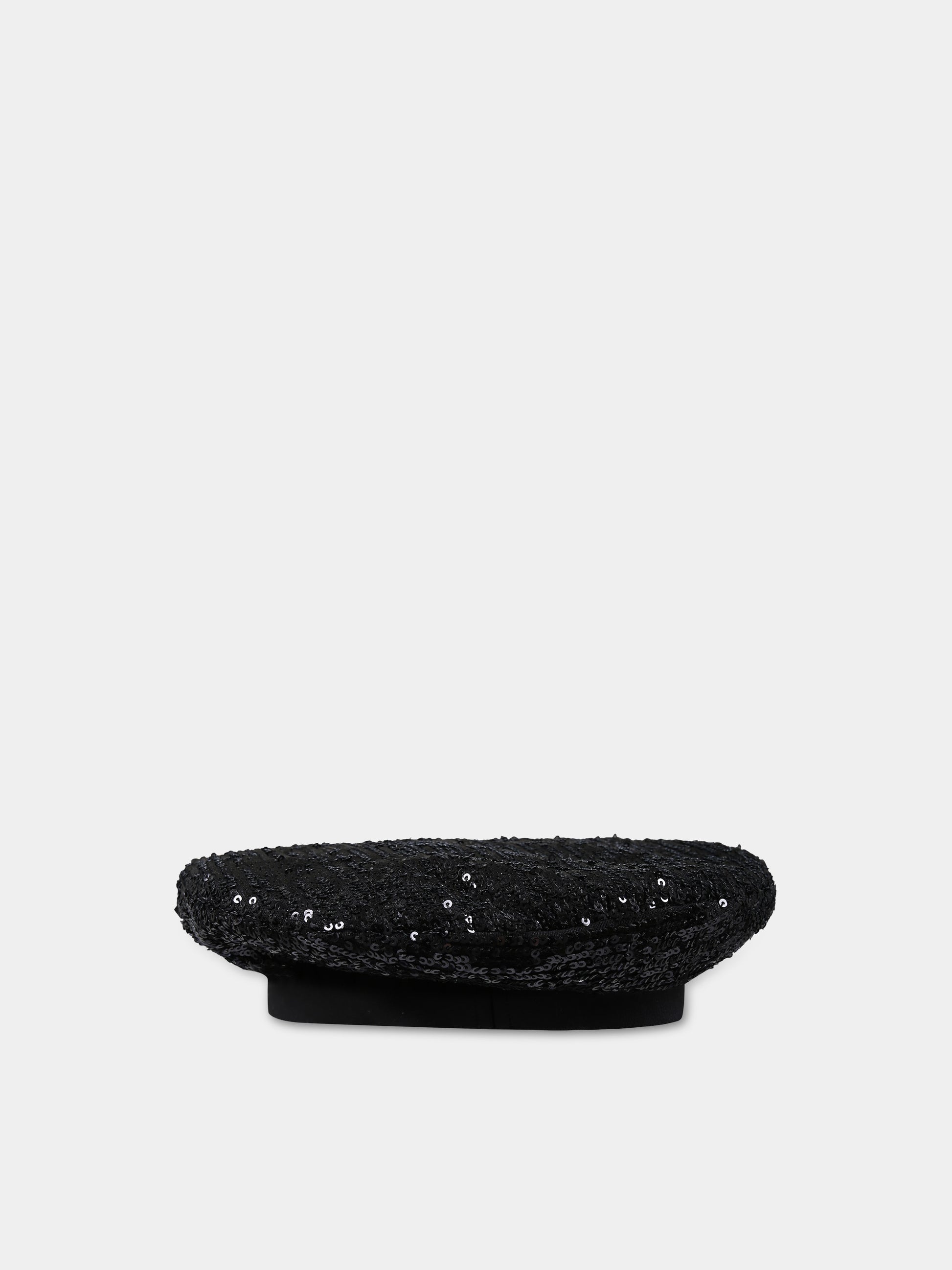 Basco nero per bambina con paillettes,Balmain Kids,BU0A47 U0124 930