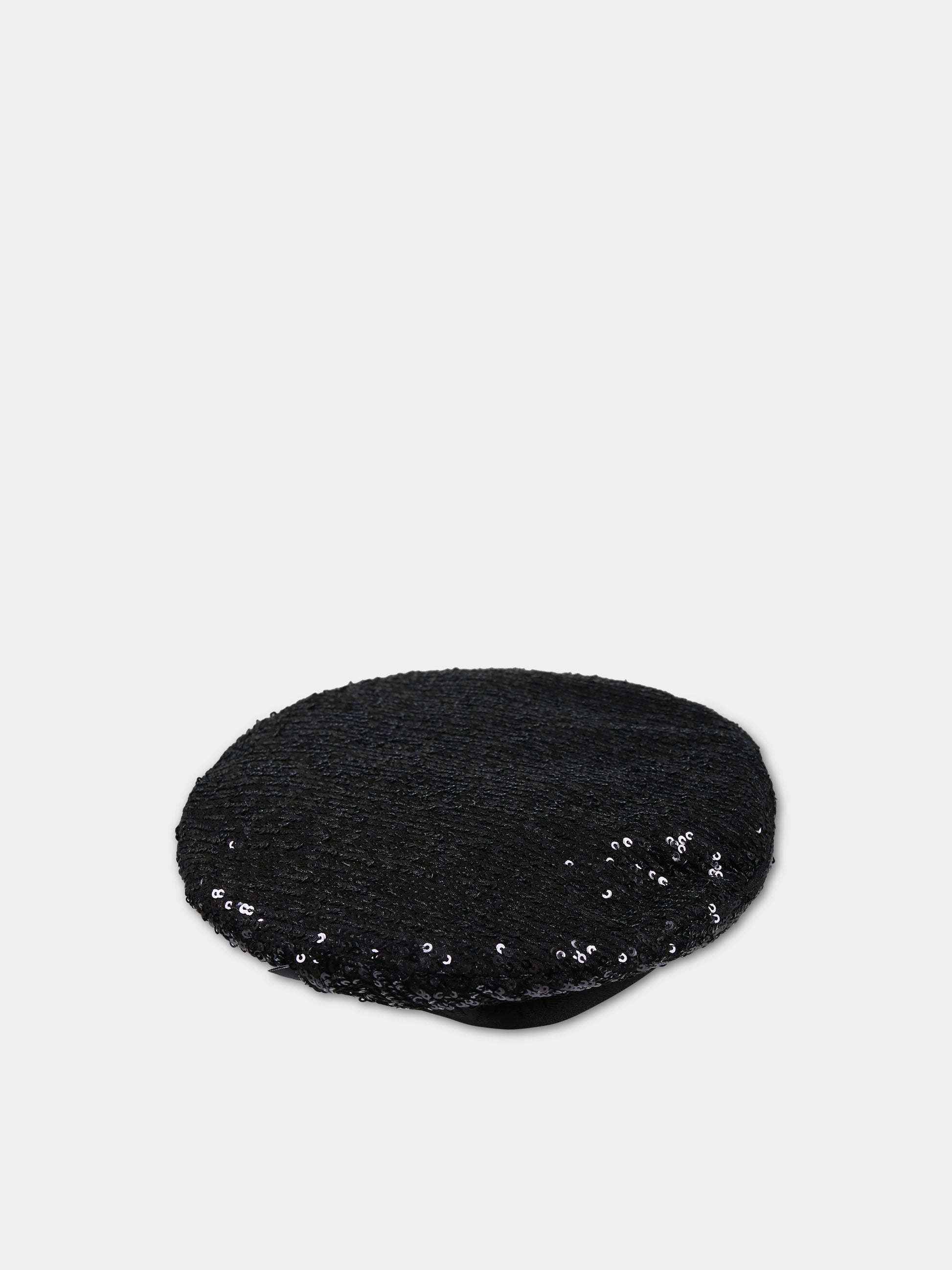 Basco nero per bambina con paillettes,Balmain Kids,BU0A47 U0124 930