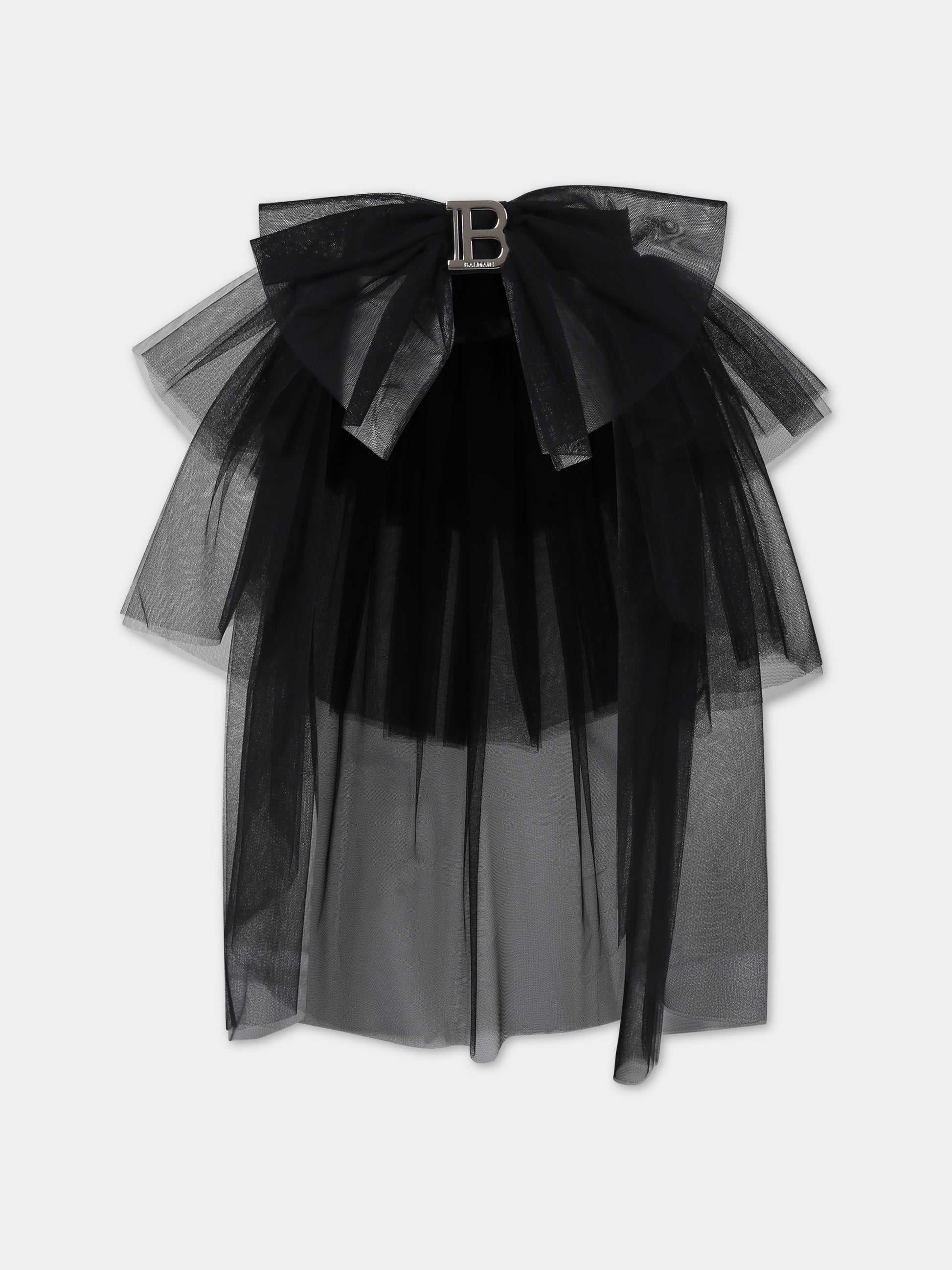 Cintura nera per bambina con fibbia e logo,Balmain Kids,BU0A51 T0002 930