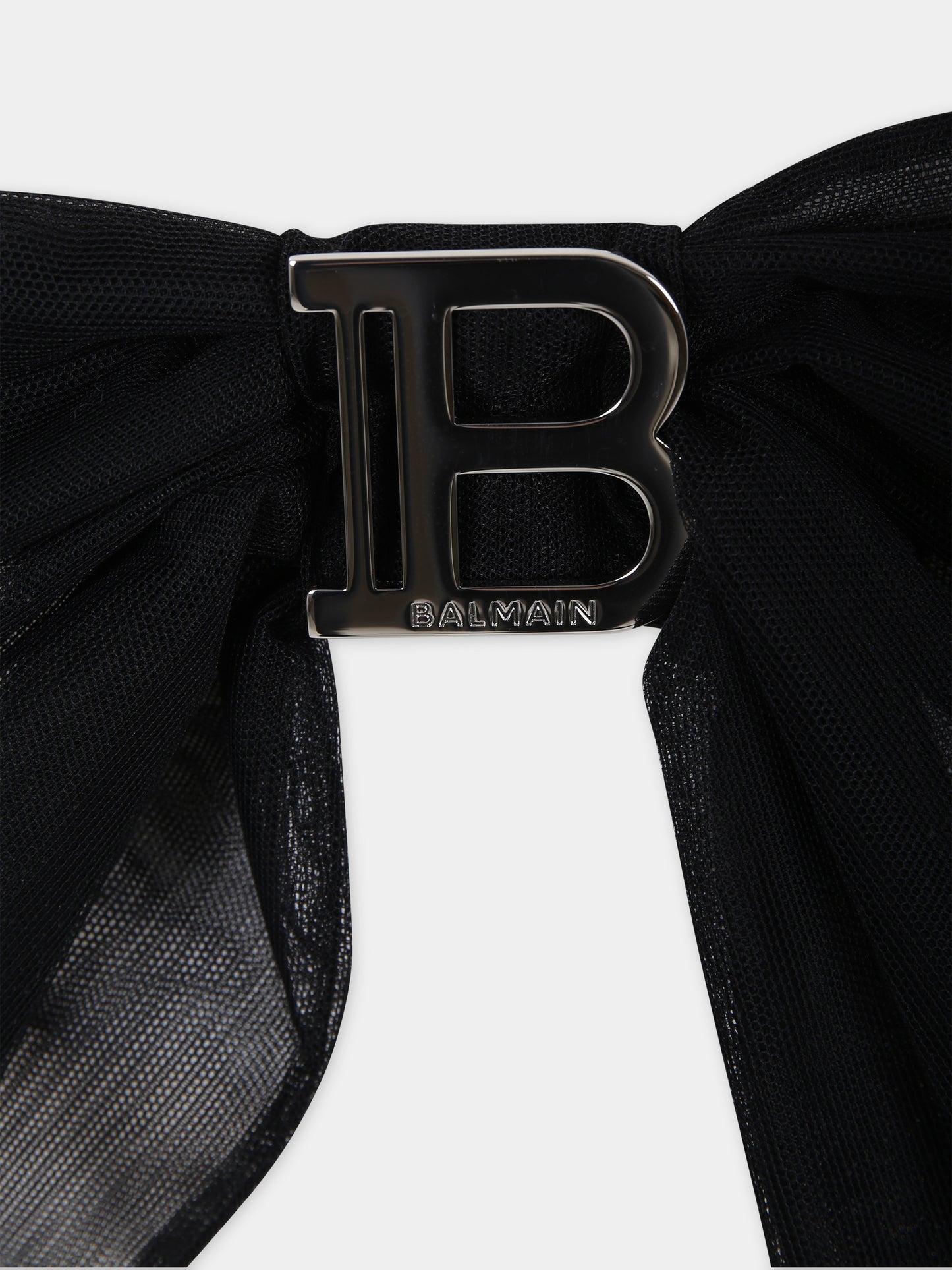 Cintura nera per bambina con fibbia e logo,Balmain Kids,BU0A51 T0002 930