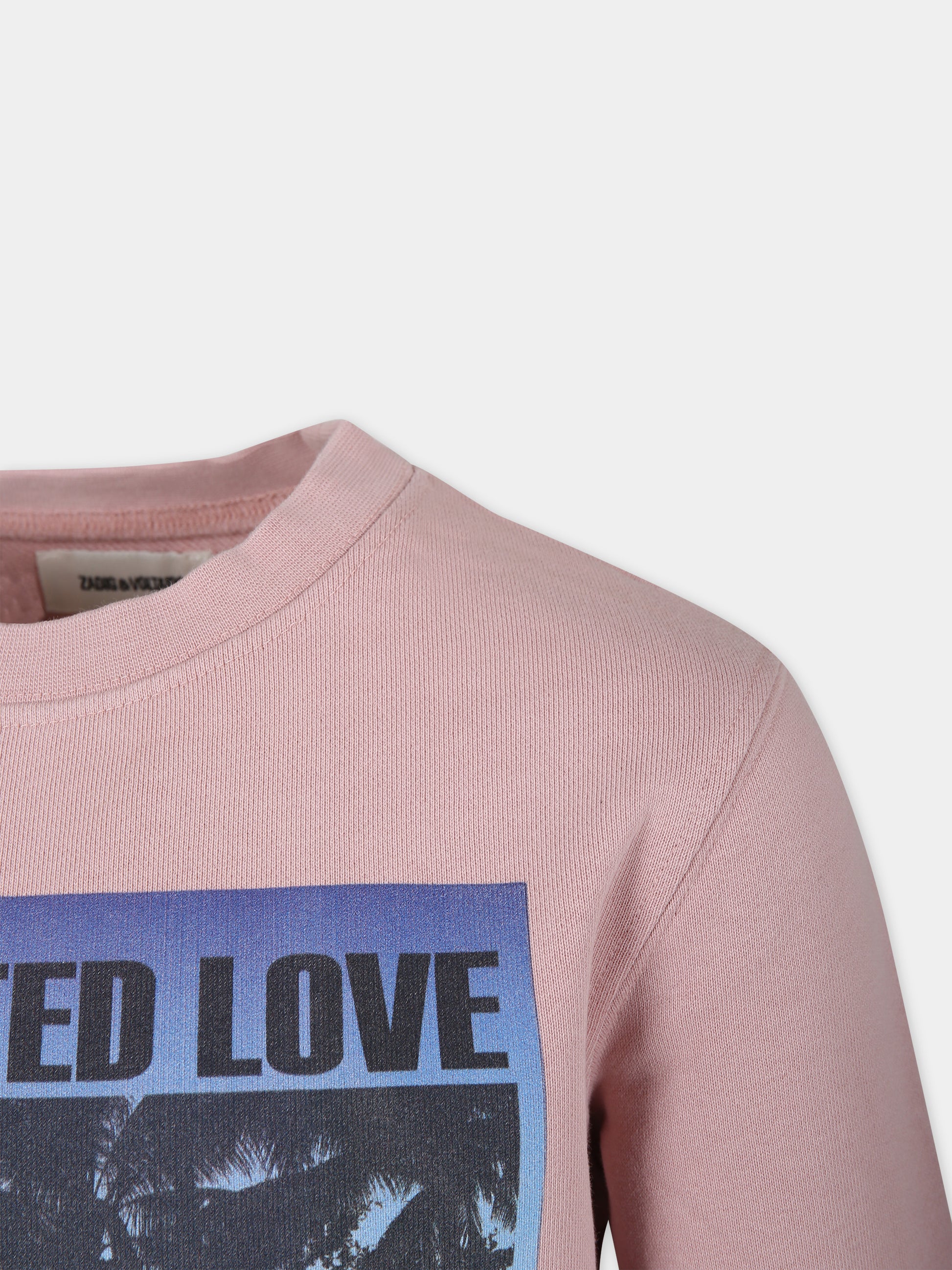 Felpa rosa per bambina con stampa,Zadig & Voltaire Kids,X60048 292