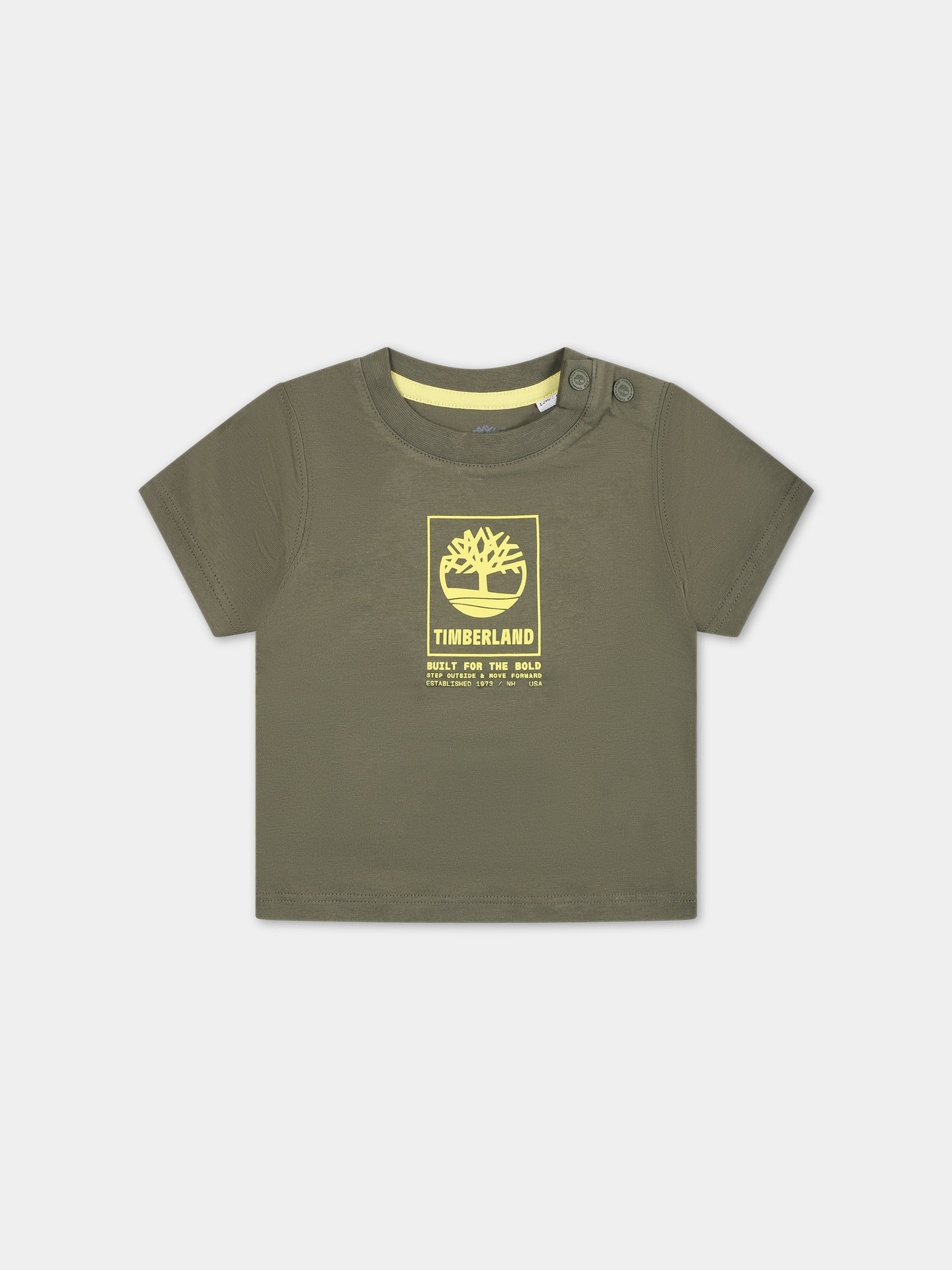 T-shirt verde per neonato con logo,Timberland,T60100 724