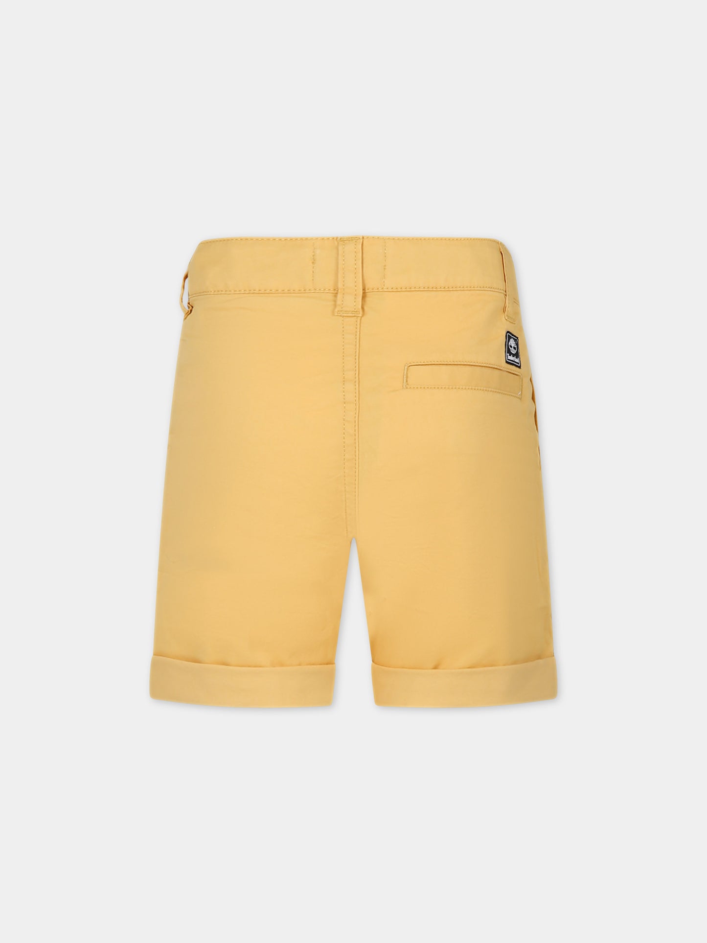 Shorts gialli per bambino con logo,Timberland,T60071 58C