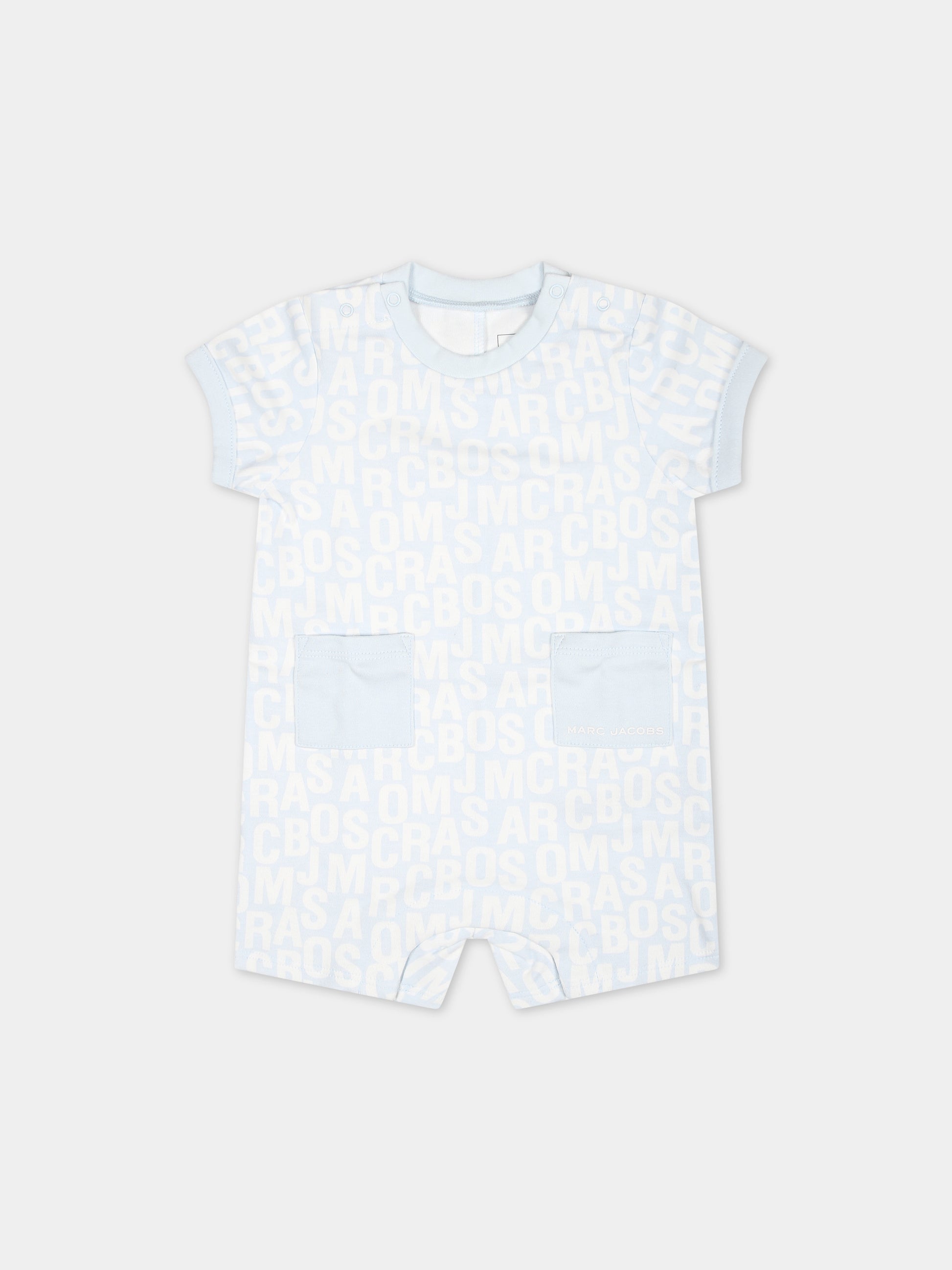 Pagliaccetto celeste per neonato con logo,Little Marc Jacobs,W60148 791