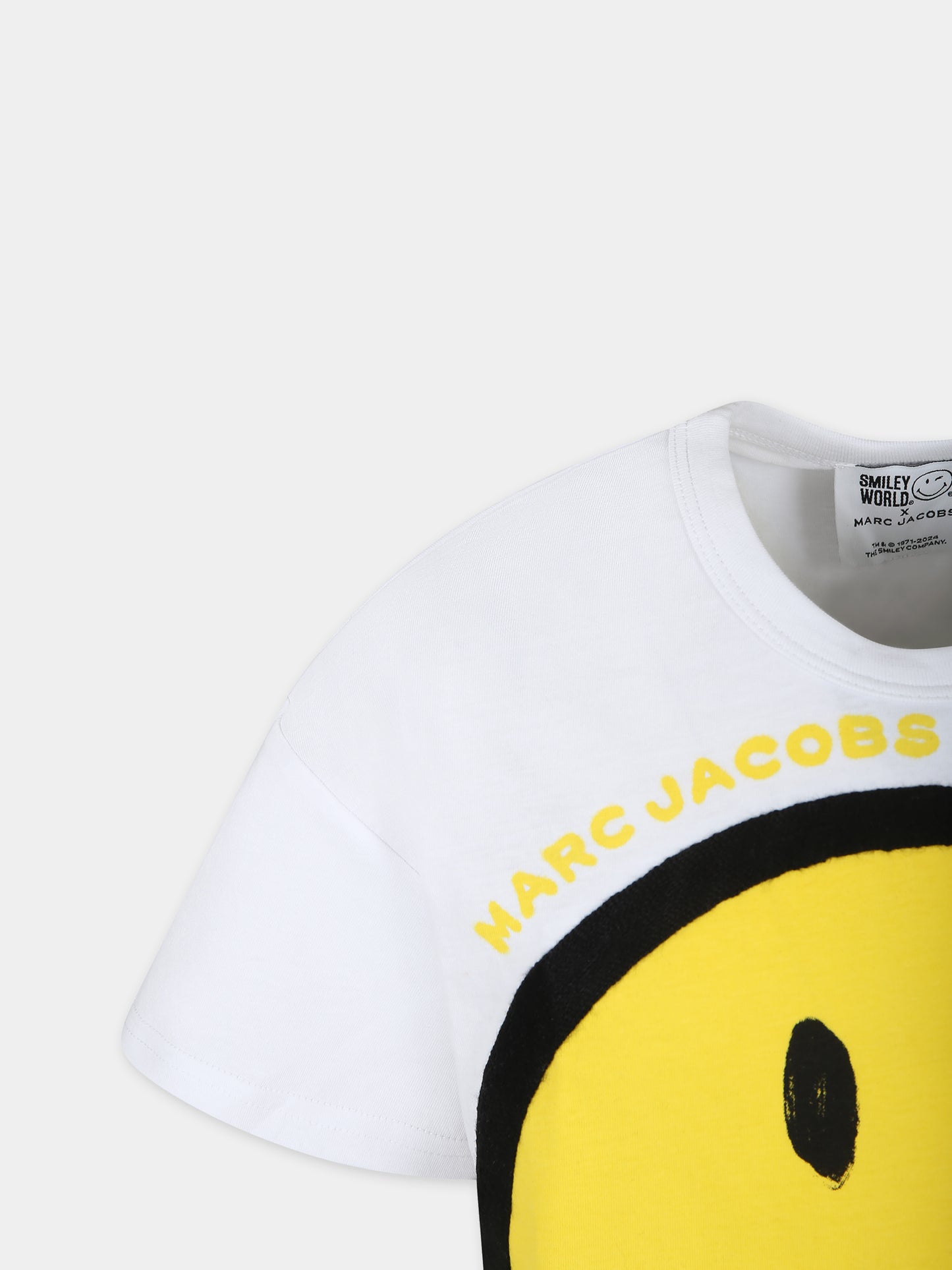 T-shirt bianca per bambina con smiley e logo,Marc Jacobs,W60117 10P