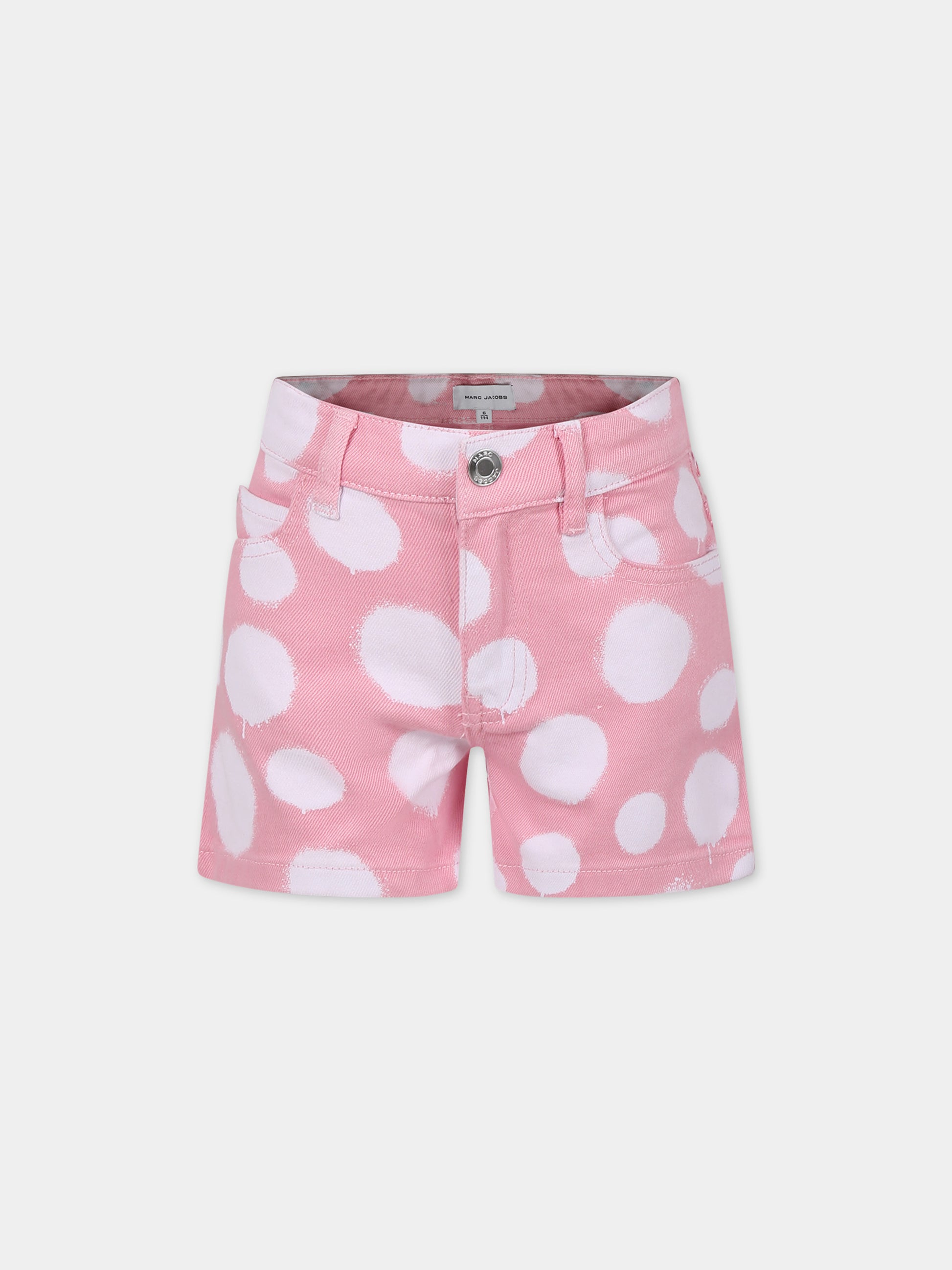 Shorts rosa per bambina con pois all-over,Little Marc Jacobs,W60101 45T