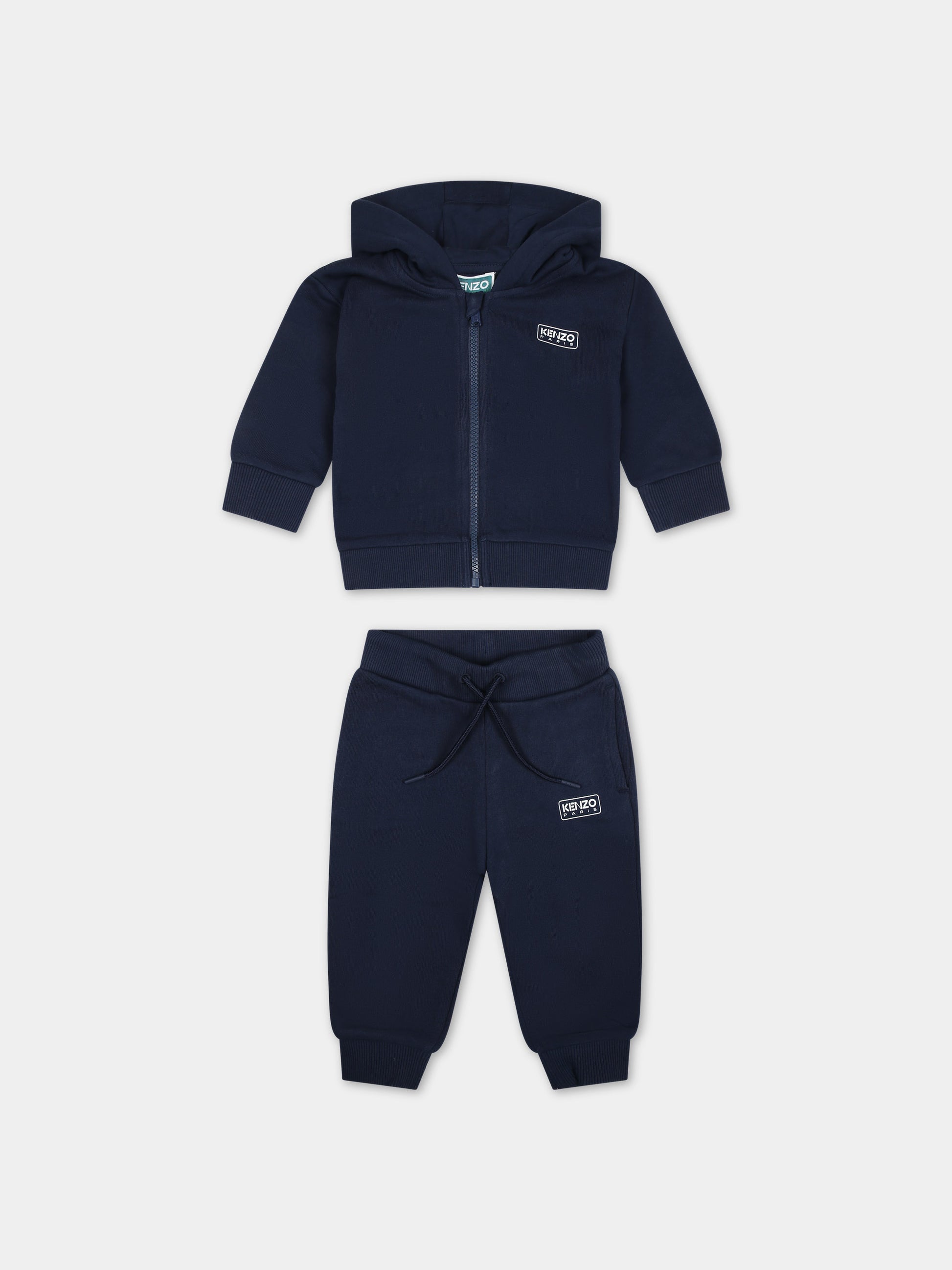 Completo sportivo blu per neonato con logo,Kenzo Kids,K60134 84A