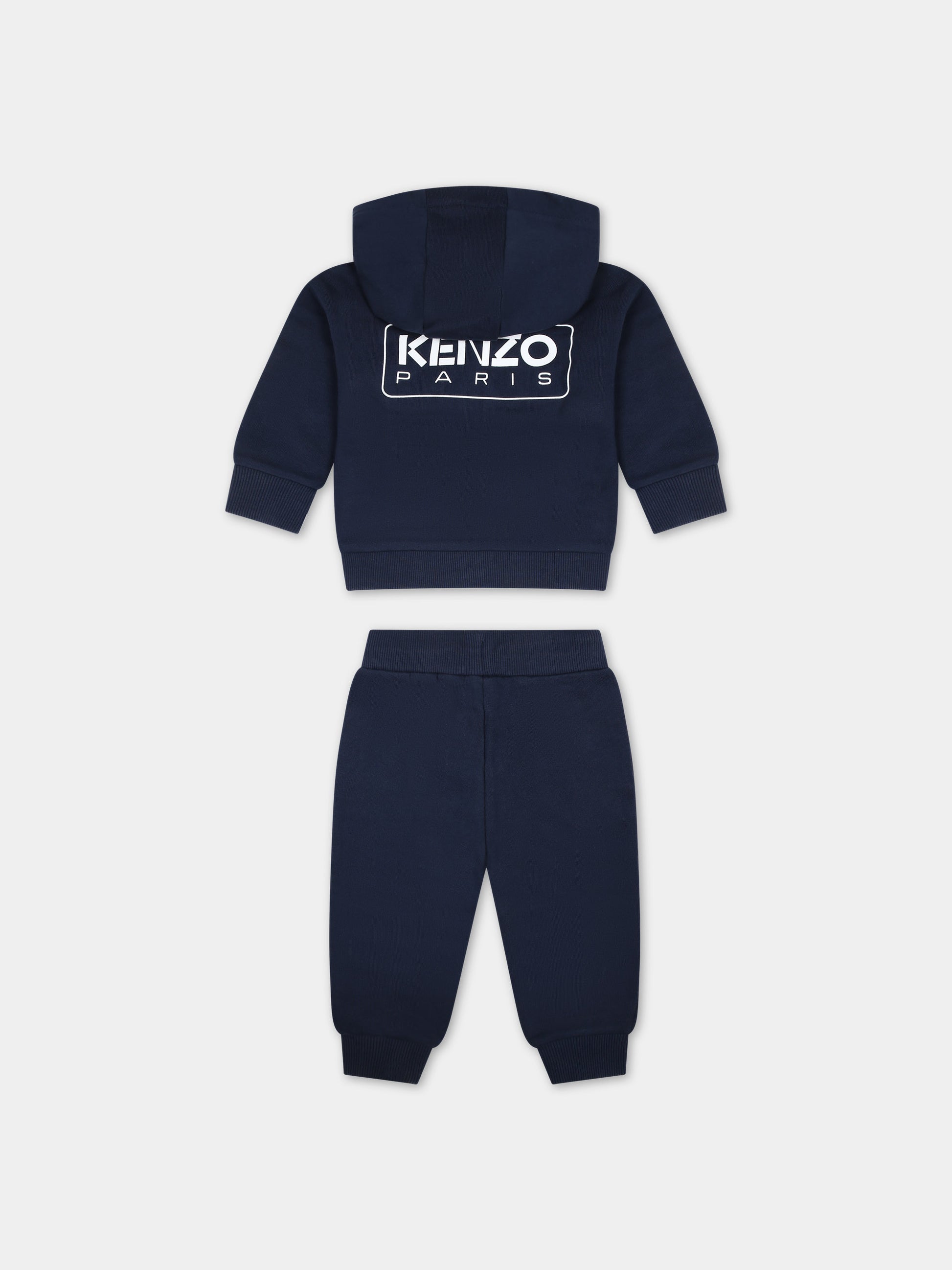Completo sportivo blu per neonato con logo,Kenzo Kids,K60134 84A